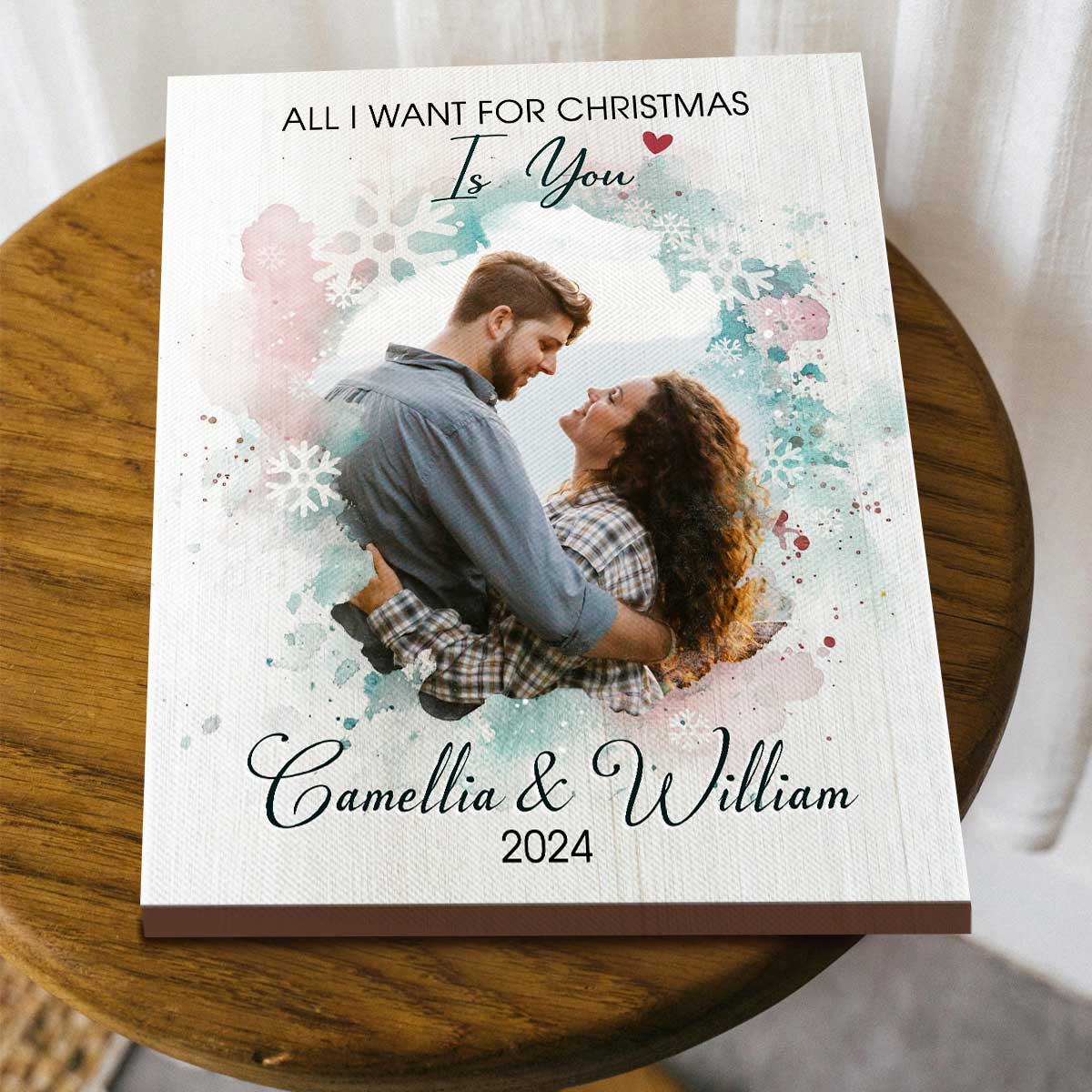 Couples Christmas Personalized Picture Canvas, Christmas Gifts For Newlyweds, Boyfriend Christmas Gift, Girlfriend Christmas Gift