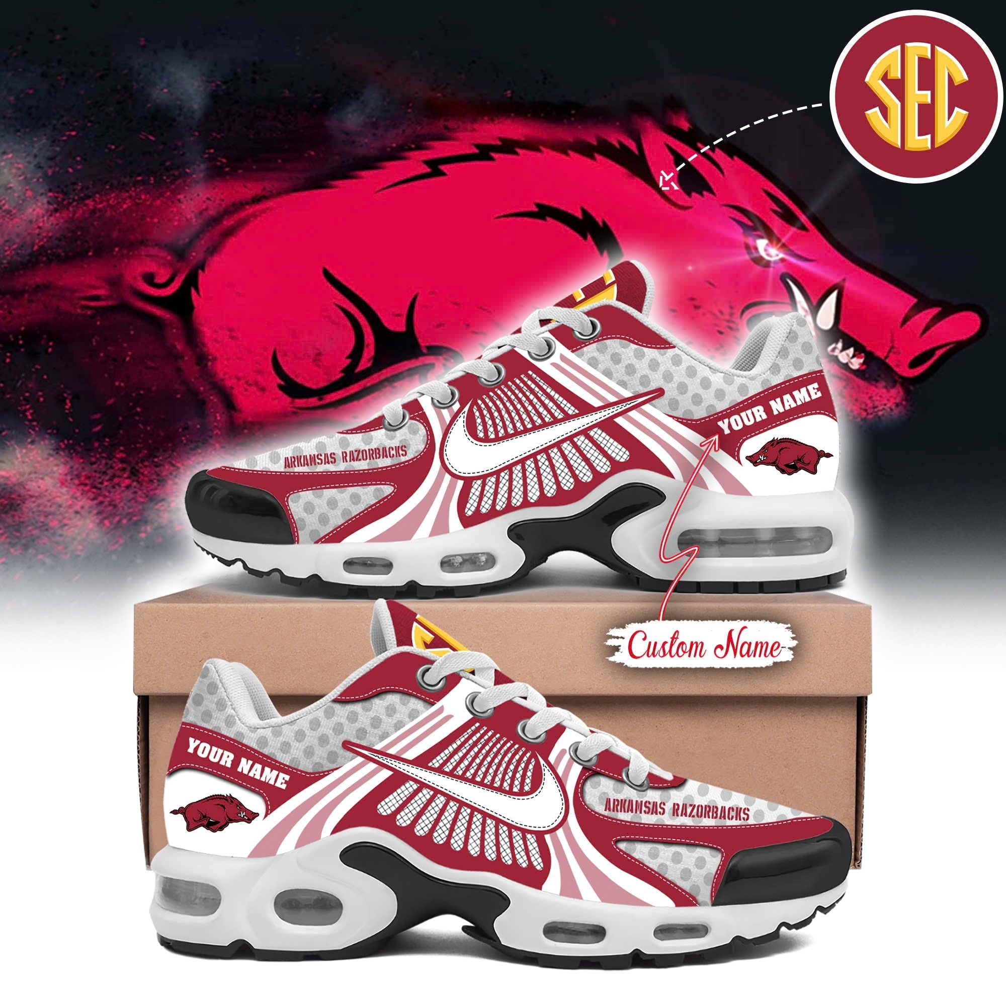 Custom Arkansas Razorbacks New Max Soul Sneakers