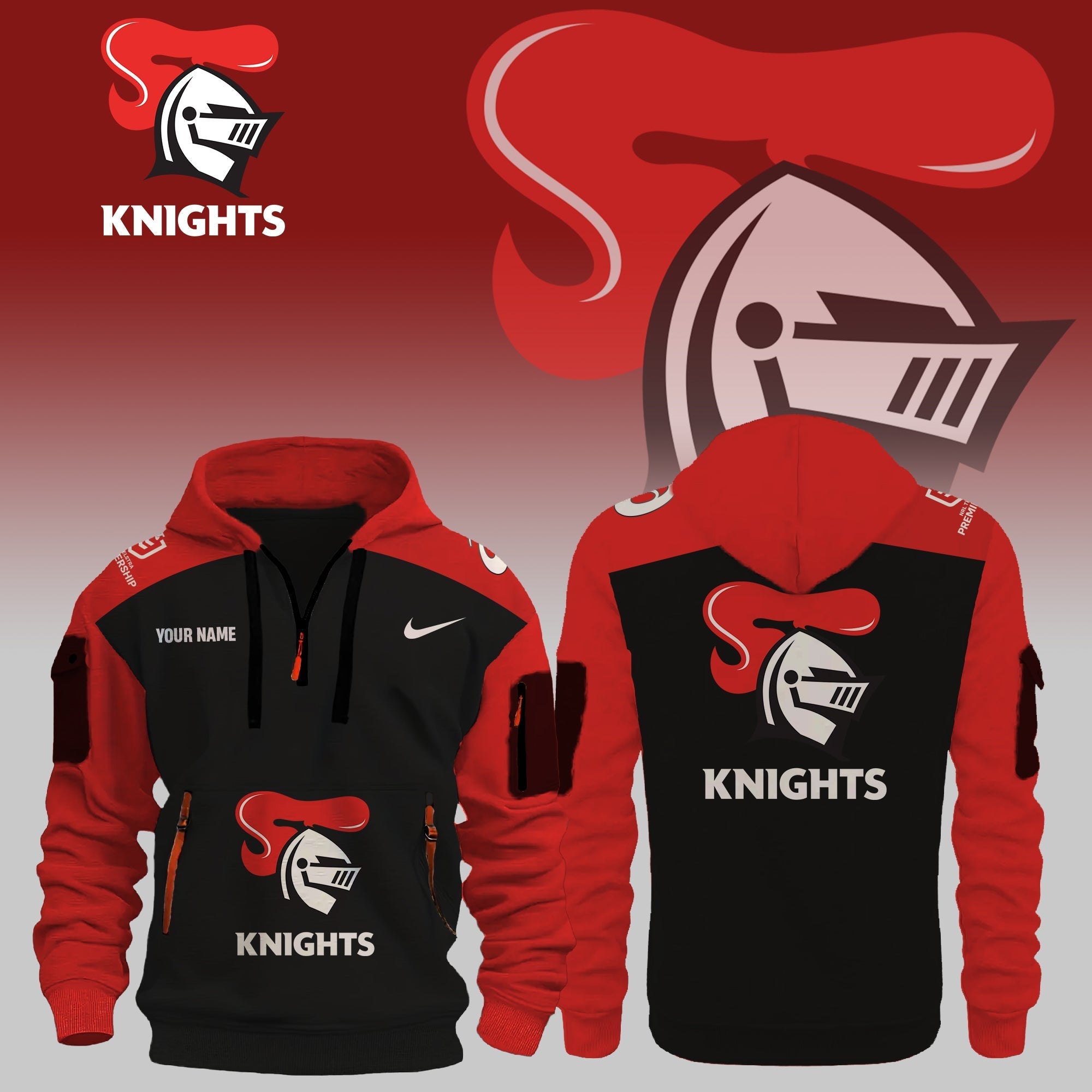 Custom Newcastle Knights 2025 Quarter Zip Hoodie Limited Edition