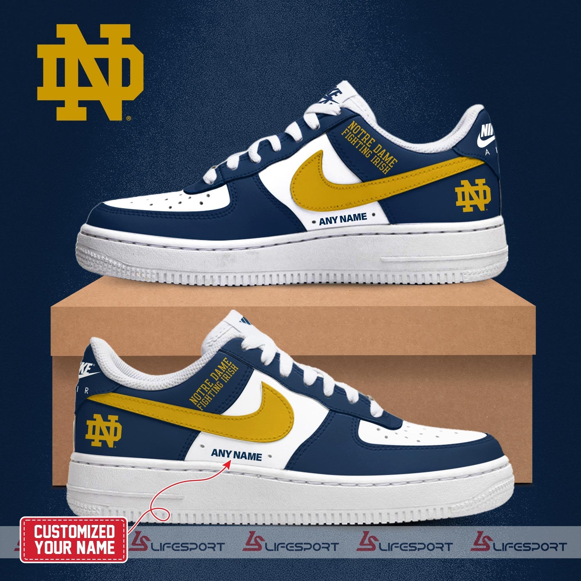 Custom Notre Dame Fighting Irish 2025 AF1 SNEAKER