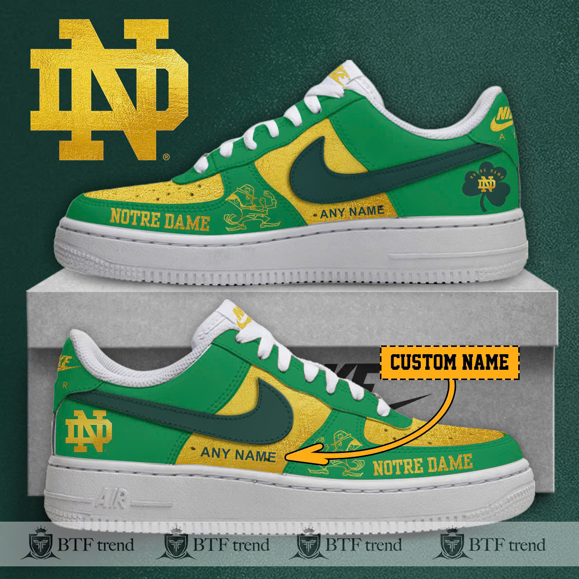 Custom Notre Dame Fighting Irish 2025 New AF1 SNEAKER