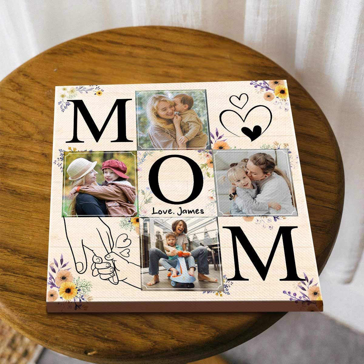 Custom Photo Collage Canvas For Mom, Motherâ€™s Day Picture Collage Canvas, Daughter To Mum Gifts, Nice Birthday Gifts For Mom
