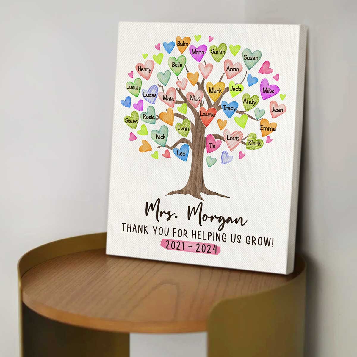 Custom Teacher Tree Canvas With Kids Names, Teacher Appreciation Gift From Student, Thank You Gifts For Teachers, Personalized Xmas Gift For Teacher
