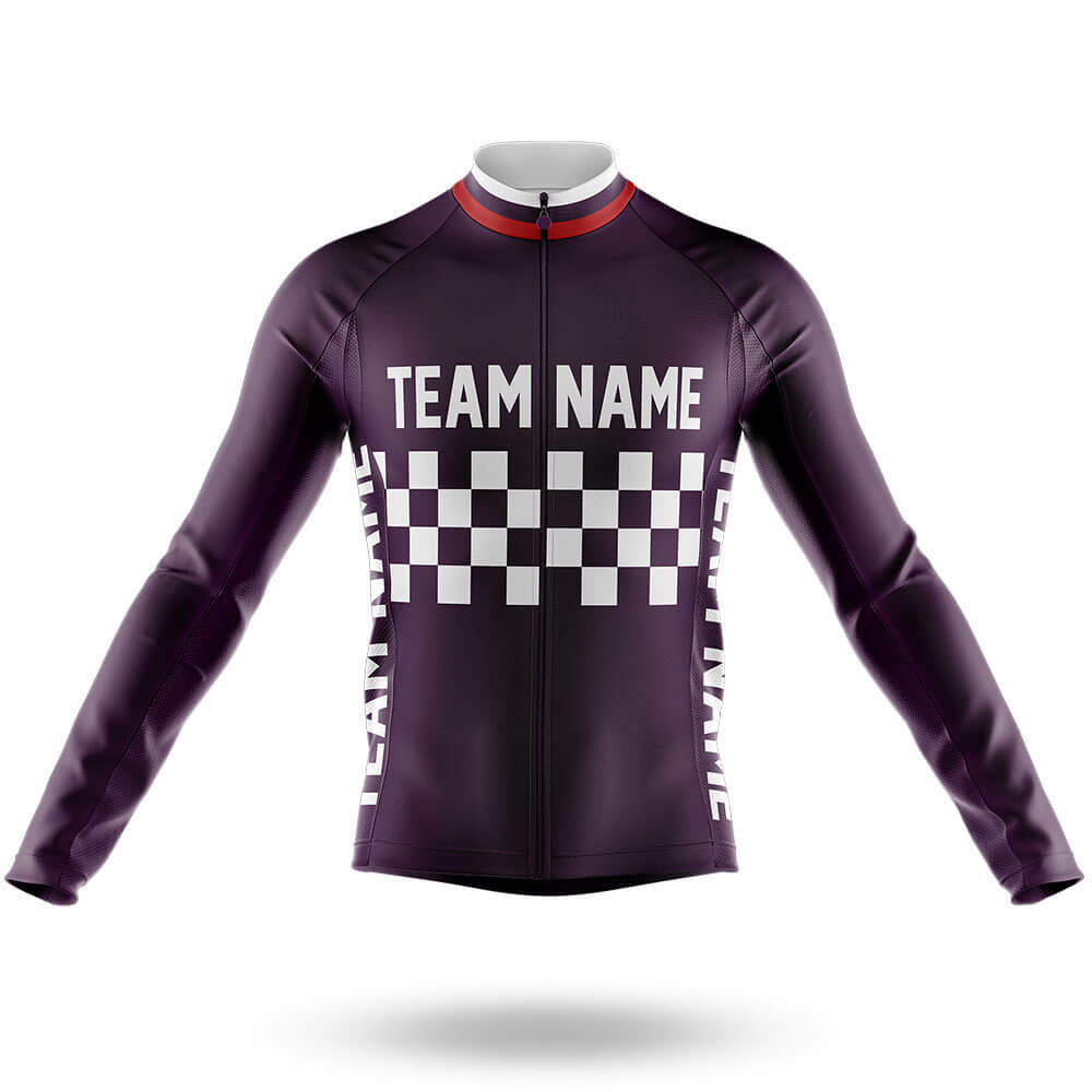 Custom Team Name M7 Dark Purple - Men's Cycling Long Sleeve Jersey