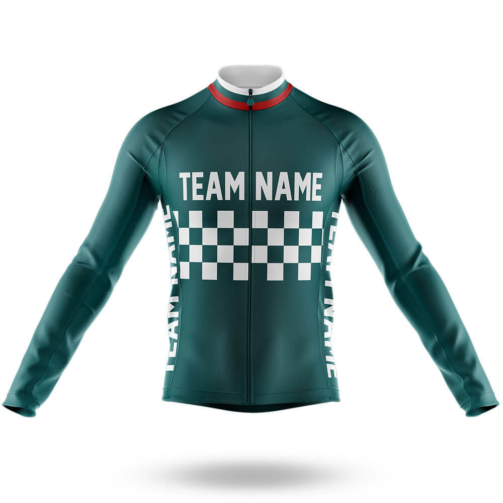 Custom Team Name M7 Green - Men's Cycling Long Sleeve Jersey