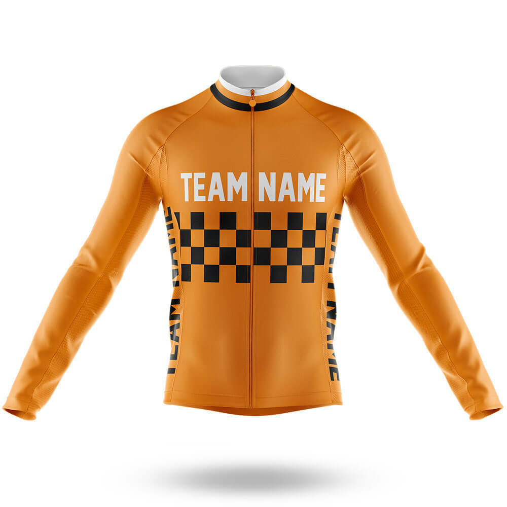 Custom Team Name M7 Orange - Men's Cycling Long Sleeve Jersey