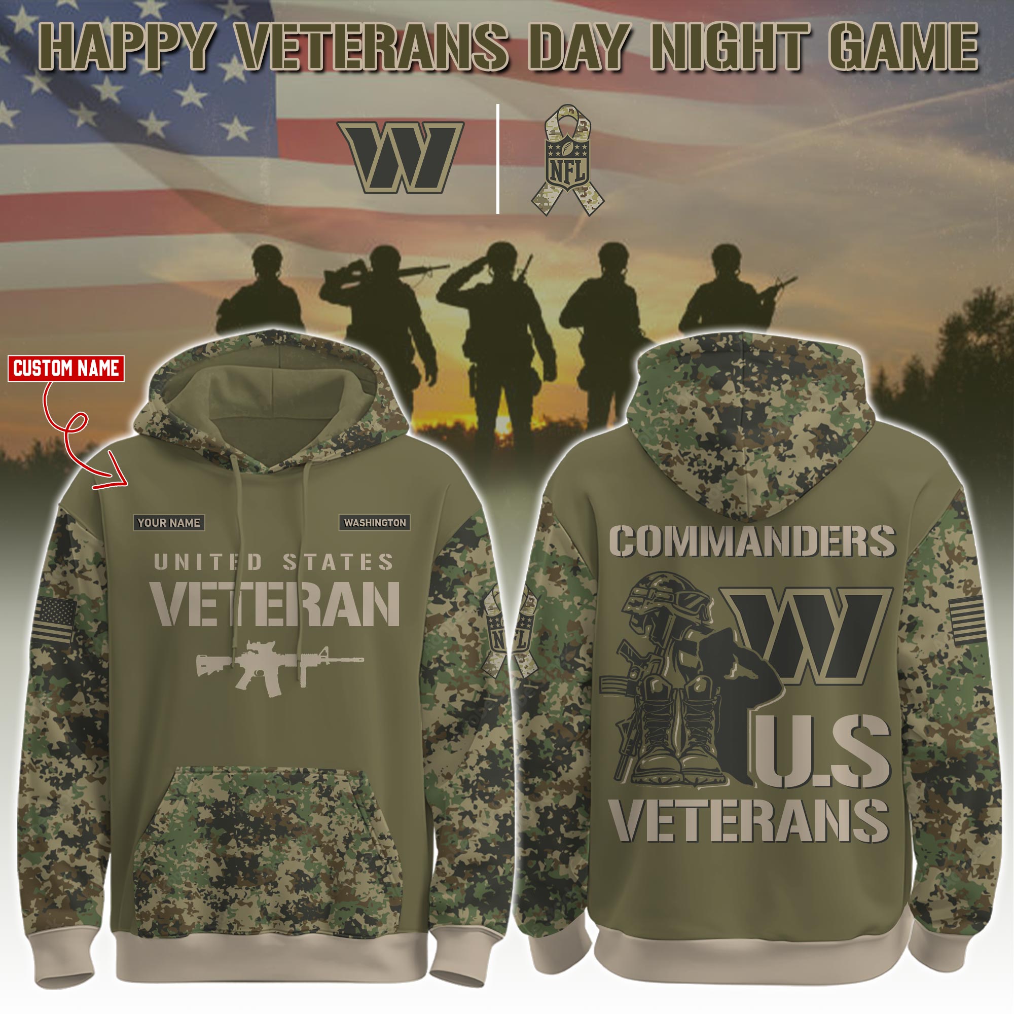 Custom Washington Commanders - Veteran Day 2025 Hoodie Limited Edions