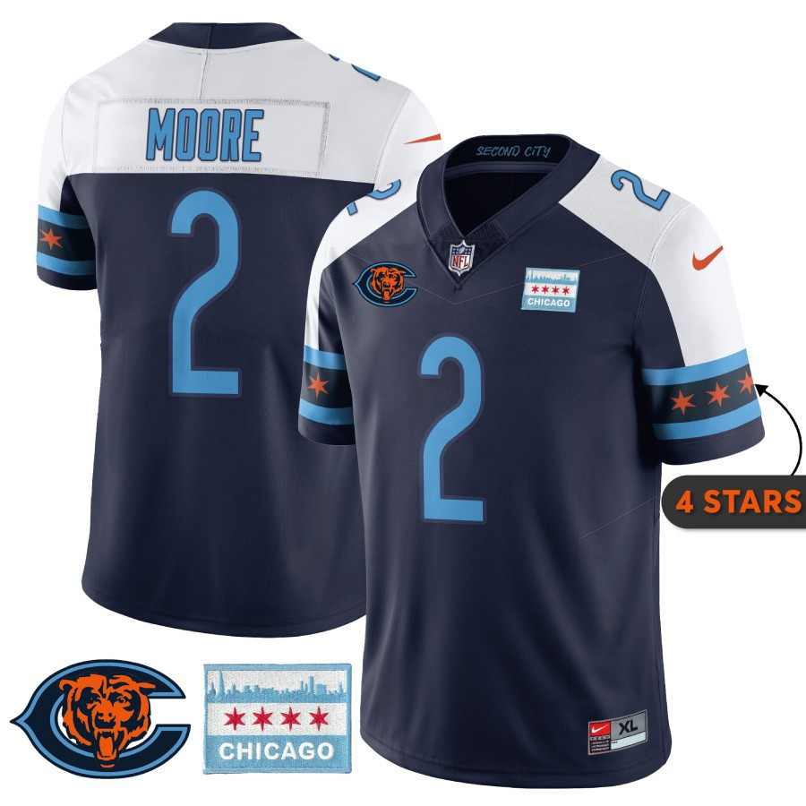 D J Moore MenÃ¢â‚¬â„¢s Chicago Bears City Edition Navy Alternate Jersey - All Stitched