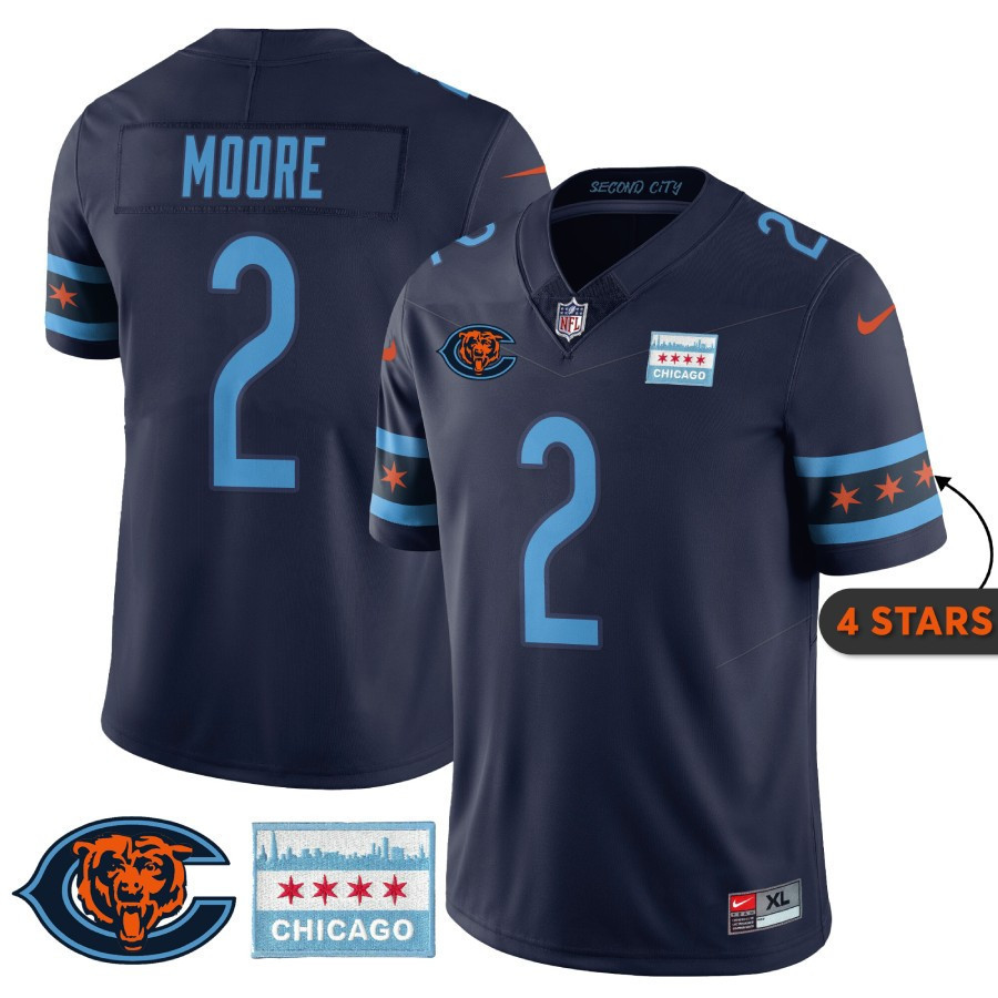 D J Moore MenÃ¢â‚¬â„¢s Chicago Bears City Edition Navy Jersey - All Stitched