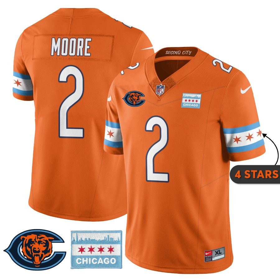 D J Moore MenÃ¢â‚¬â„¢s Chicago Bears City Edition Orange Jersey - All Stitched