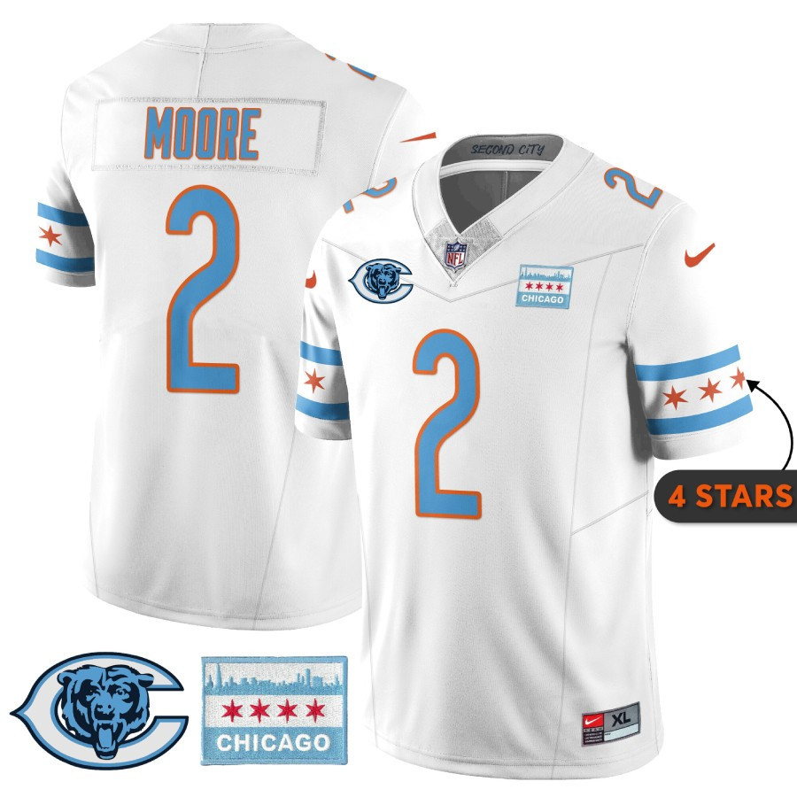 D J Moore MenÃ¢â‚¬â„¢s Chicago Bears City Edition White Jersey - All Stitched