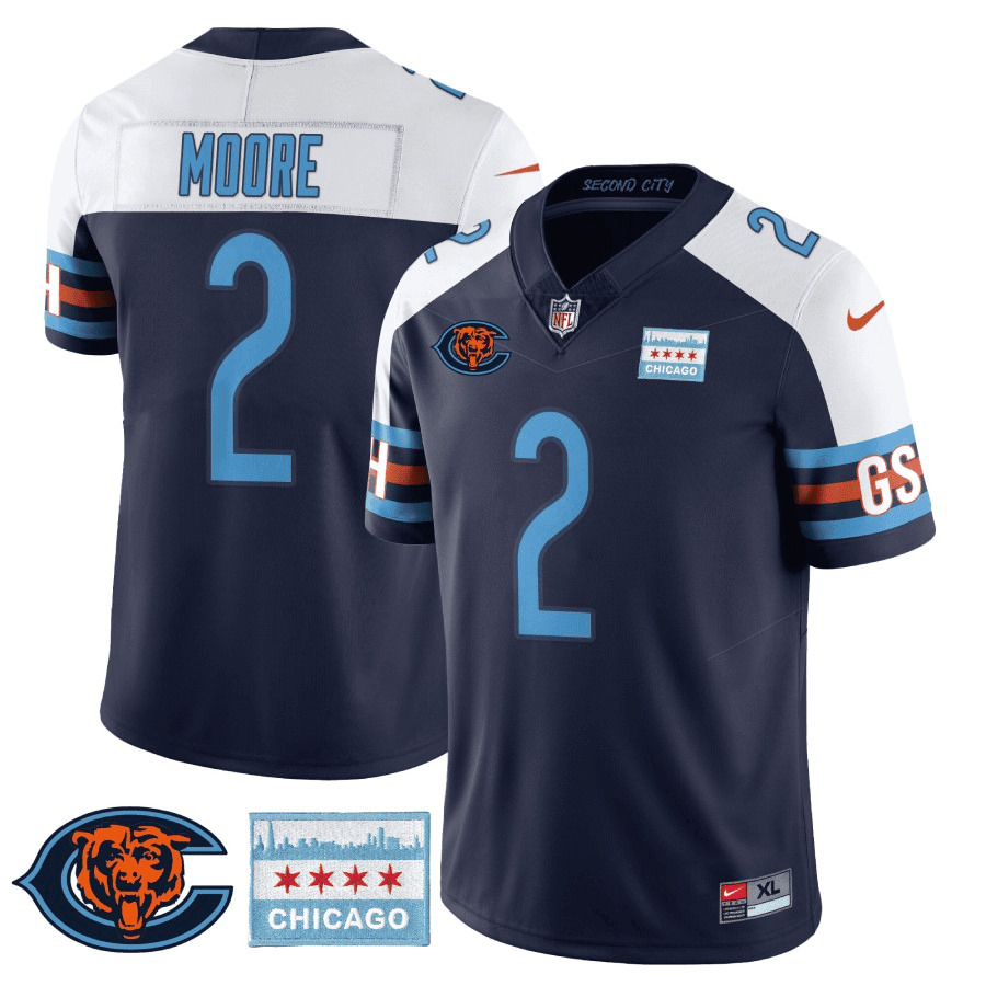 D J Moore MenÃ¯Â¿Â½s Chicago Bears City Edition GSH Navy Alternate Jersey - All Stitched