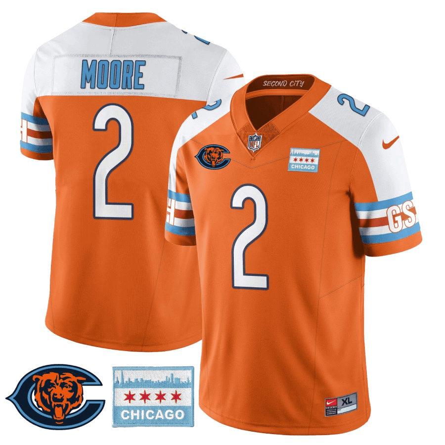 D J Moore MenÃƒÂ¯Ã‚Â¿Ã‚Â½s Chicago Bears City Edition GSH Orange Alternate Jersey - All Stitched