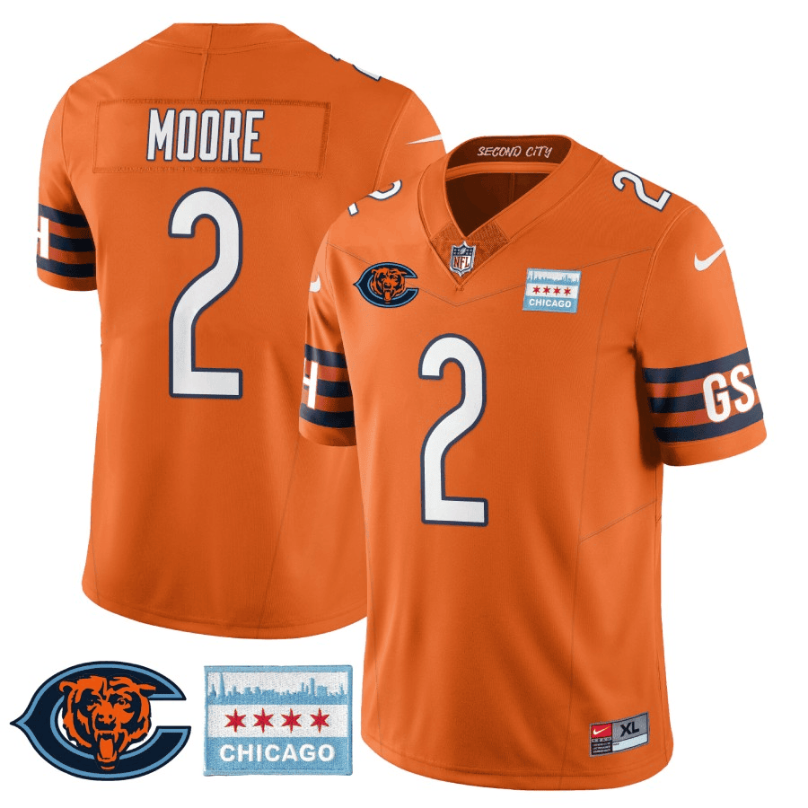 D J Moore MenÃƒÂ¯Ã‚Â¿Ã‚Â½s Chicago Bears City Edition GSH Orange Jersey - All Stitched