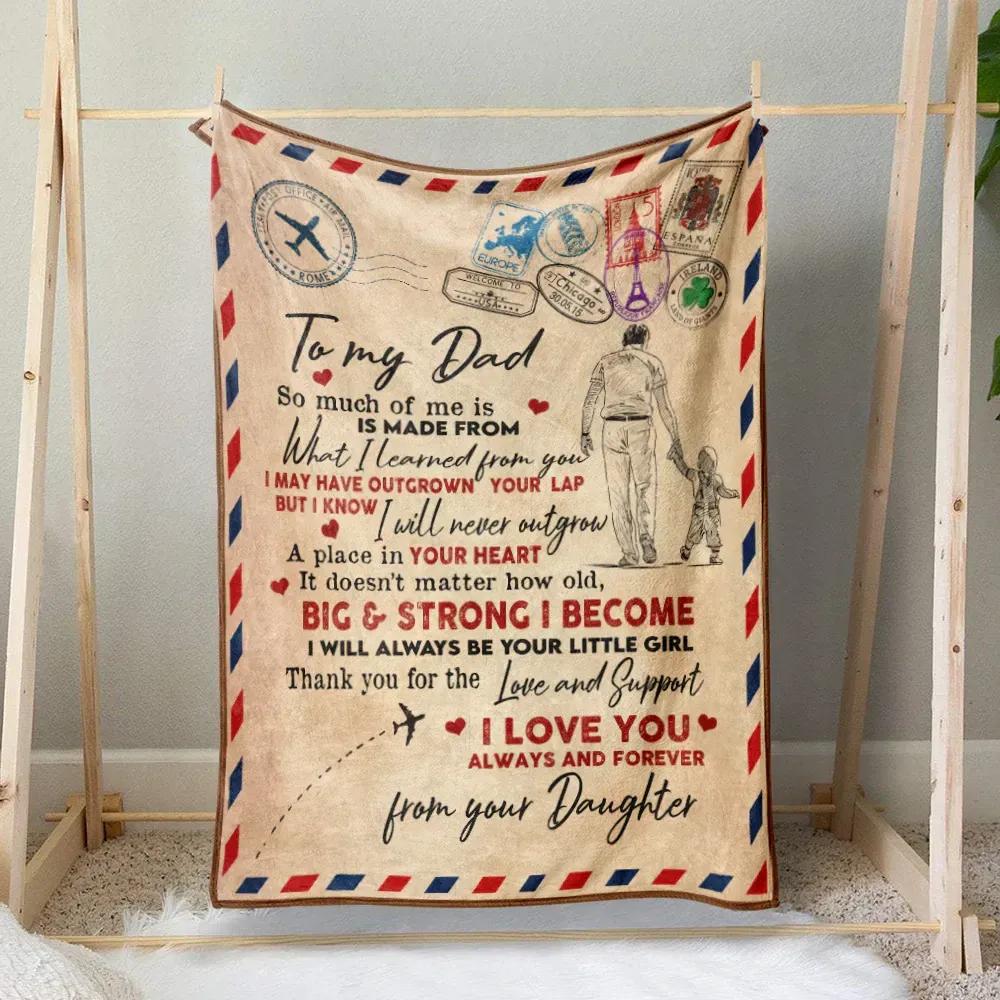 Dad Gifts From Daughter, Dad Gift For Fathers Birthday Gifts From Daughter Fleece Quilt Blanket - TopBestClothing