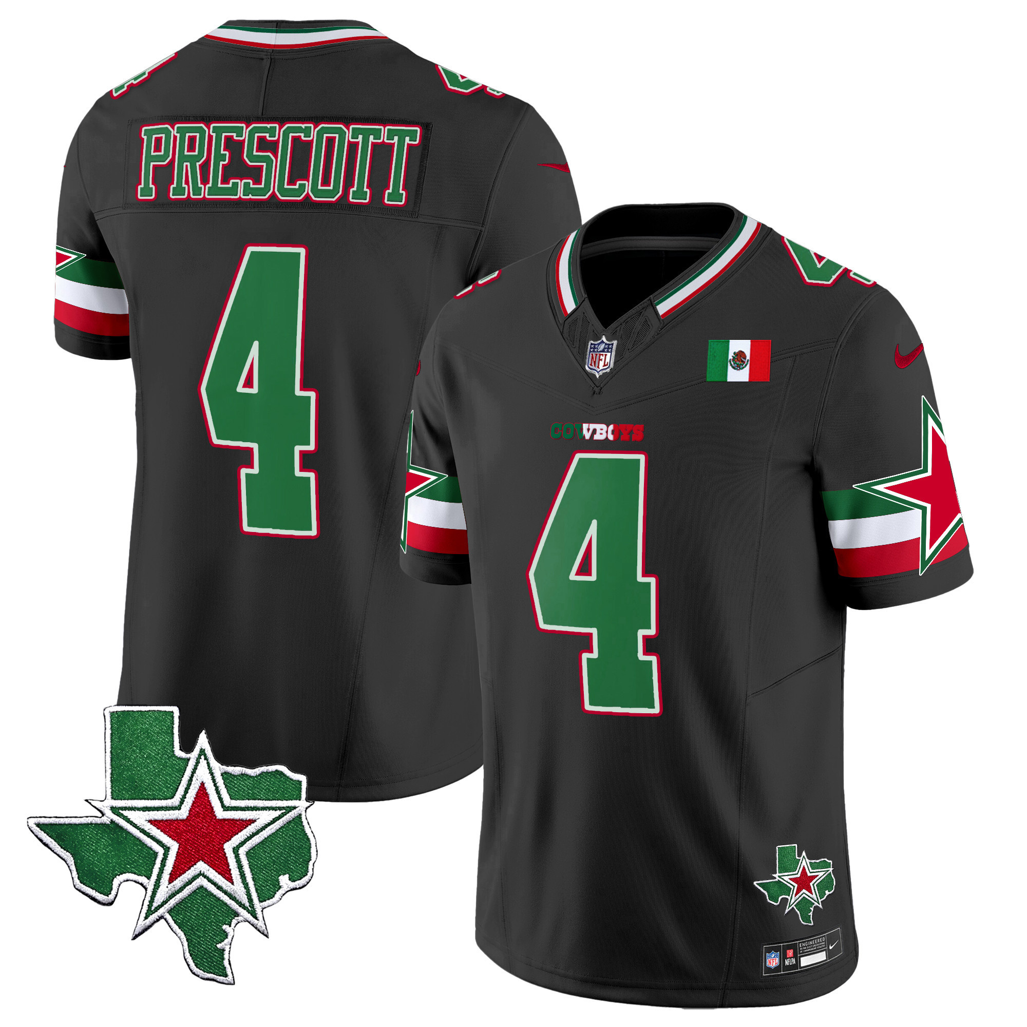 Dak Prescott Men's Dallas Cowboys 2024 Mexico Vapor Limited Black Jersey - All Stitched