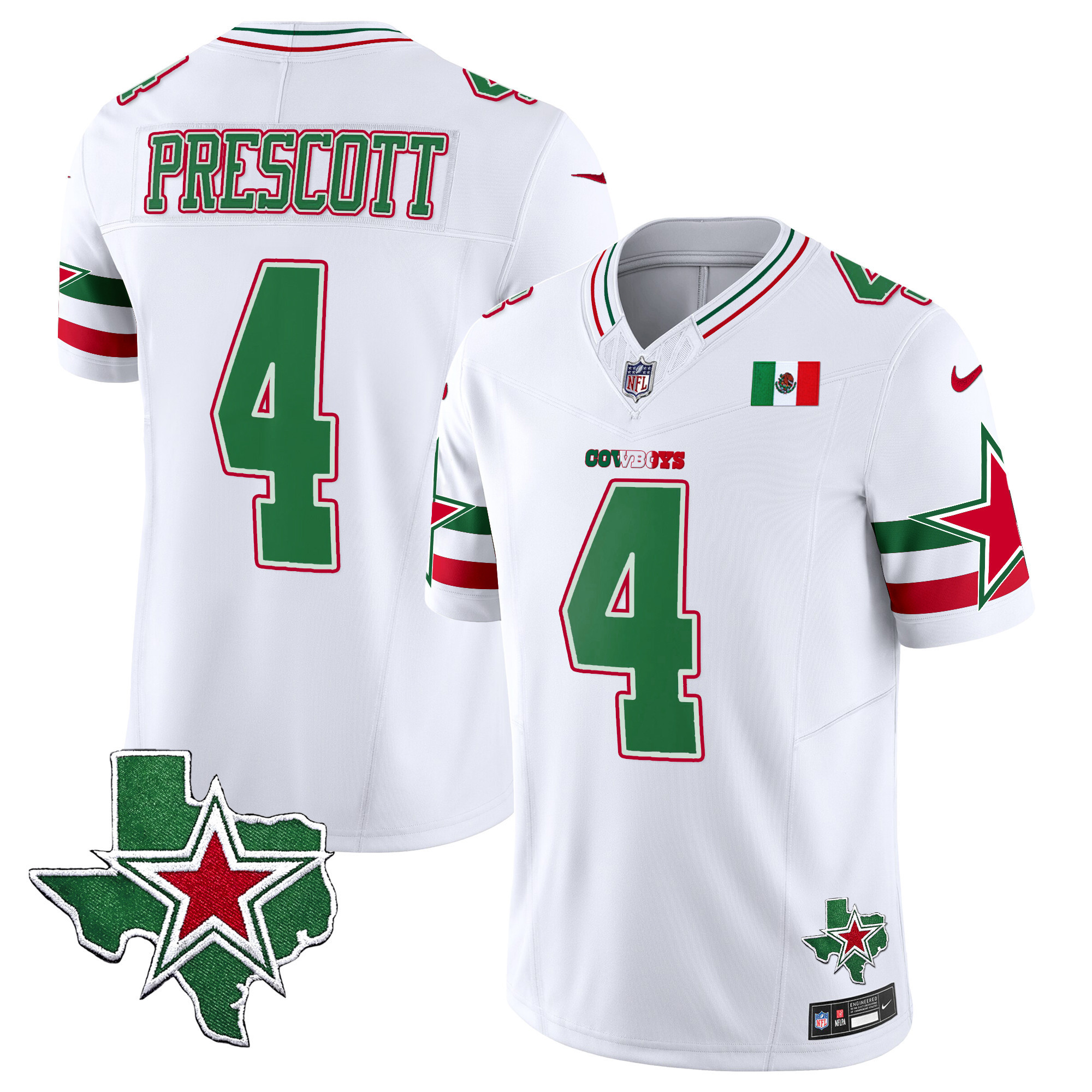 Dak Prescott Men's Dallas Cowboys 2024 Mexico Vapor Limited White Jersey - All Stitched
