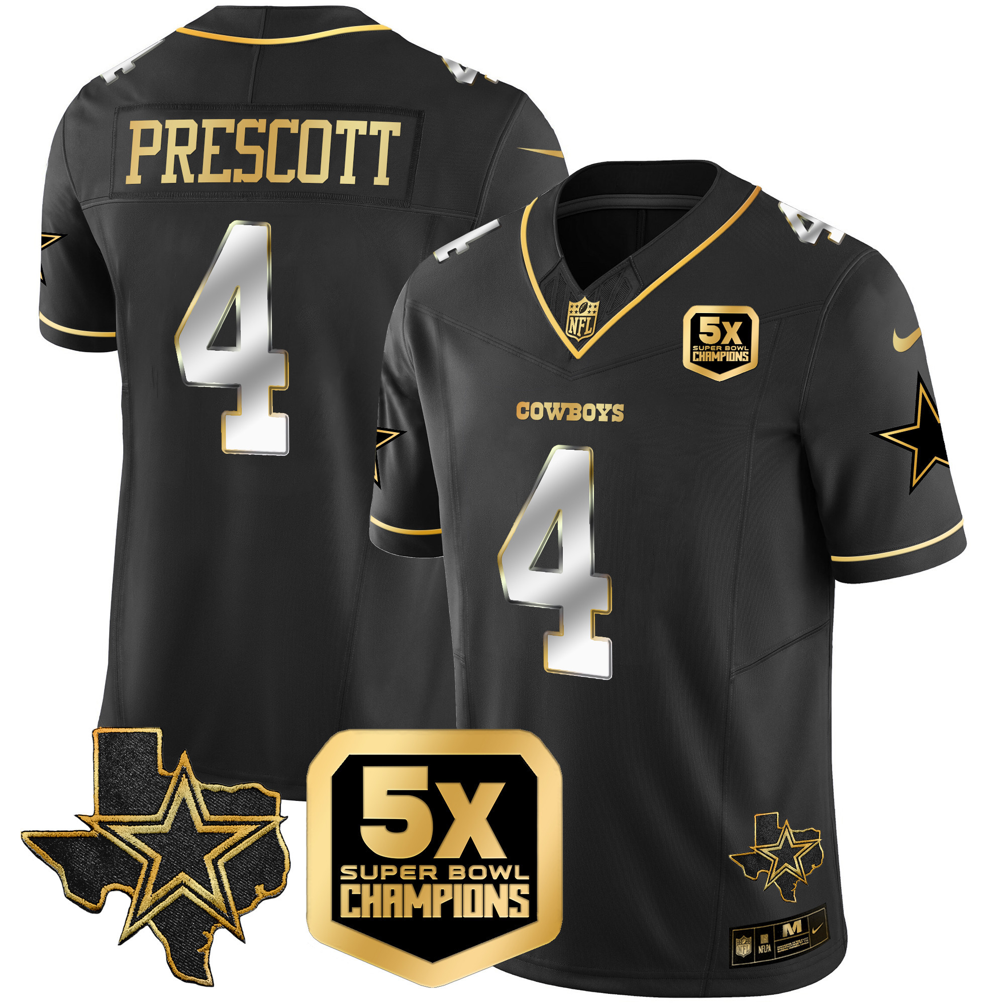 Dak Prescott Men's Dallas Cowboys 5x Super Bowl Champions Vapor Limited Black Limited Jersey - All Stitched