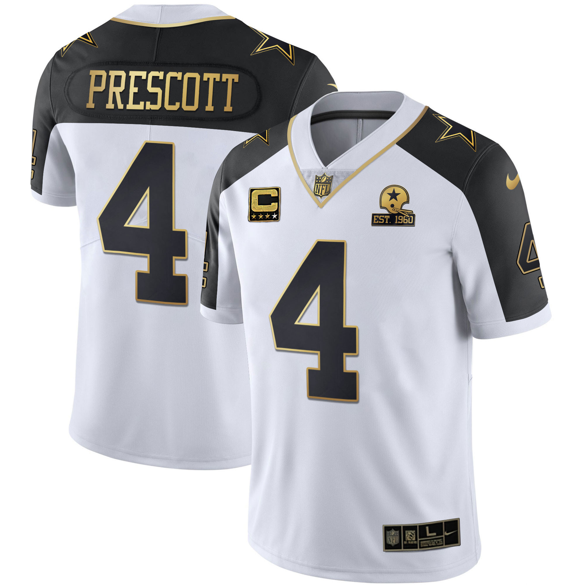 Dak Prescott Men's Dallas Cowboys Alternate Vapor Black Gold & Navy Gold Limited - All Stitched Black Inverted Jersey - All Stitched