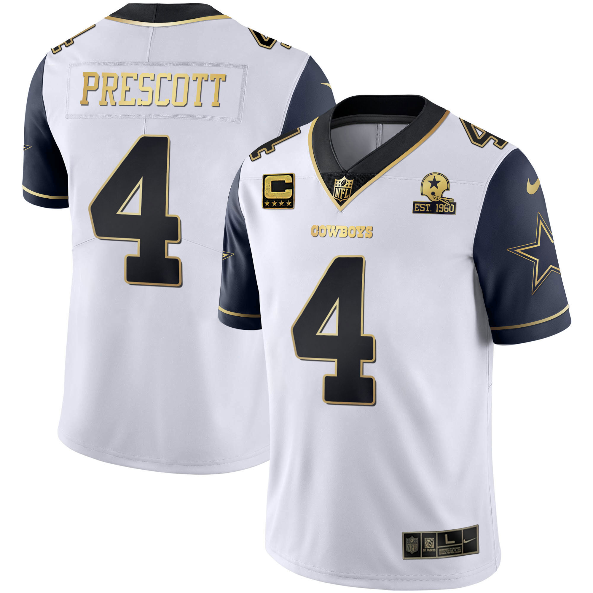 Dak Prescott Men's Dallas Cowboys Alternate Vapor Black Gold & Navy Gold Limited - All Stitched Navy Color Rush Jersey - All Stitched
