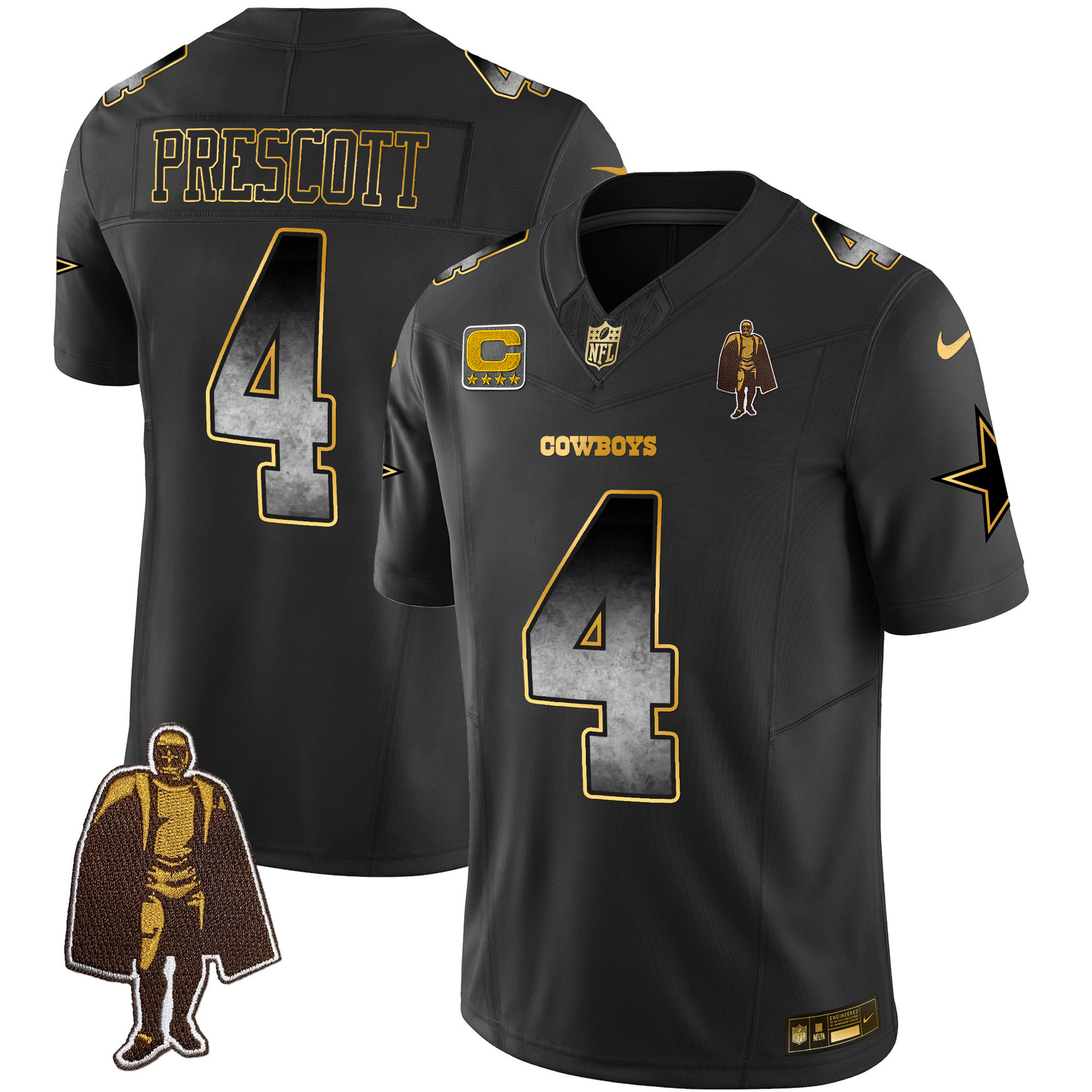 Dak Prescott Men's Dallas Cowboys Arch Smoke Vapor Black Jersey - All Stitched