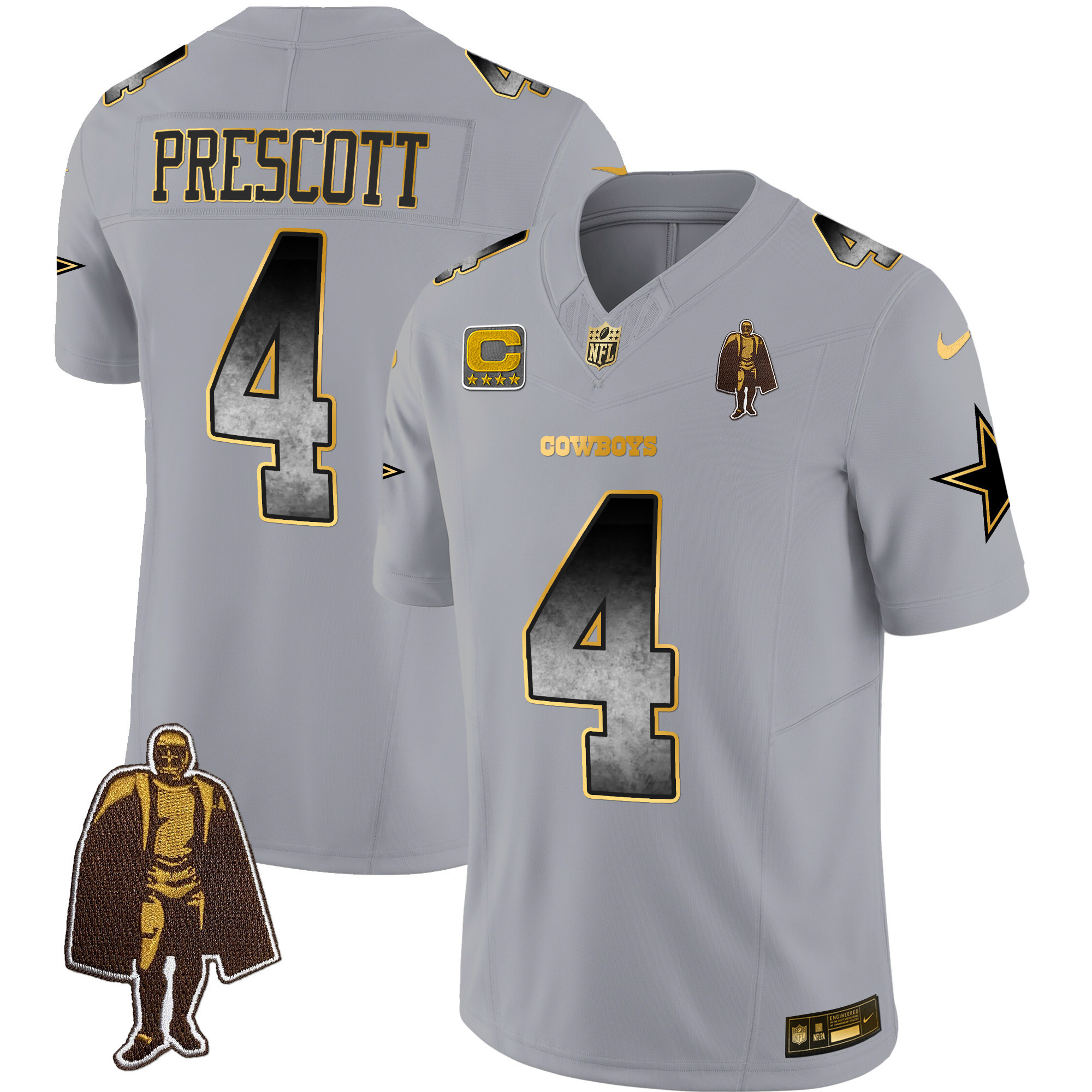 Dak Prescott Men's Dallas Cowboys Arch Smoke Vapor Gray Jersey - All Stitched