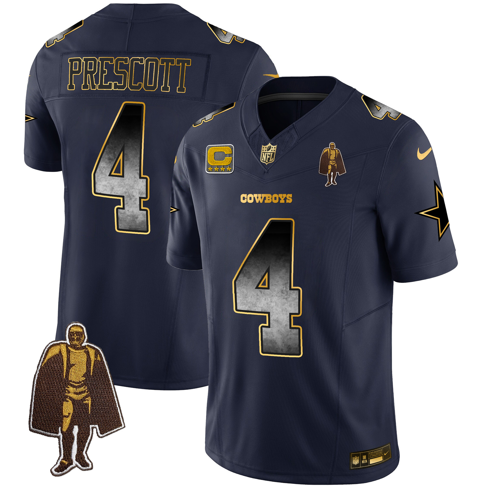 Dak Prescott Men's Dallas Cowboys Arch Smoke Vapor Navy Jersey - All Stitched