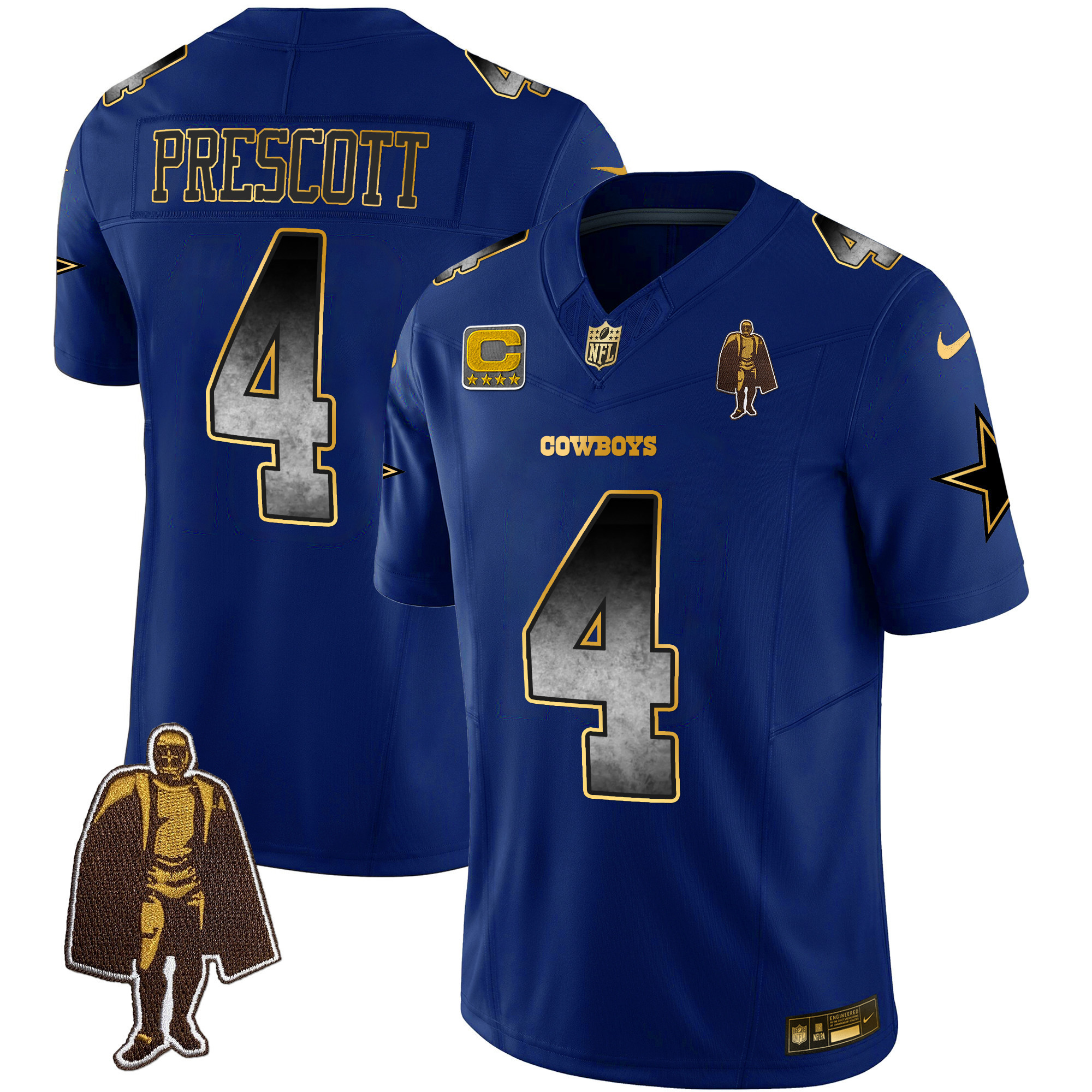Dak Prescott Men's Dallas Cowboys Arch Smoke Vapor Royal Jersey - All Stitched