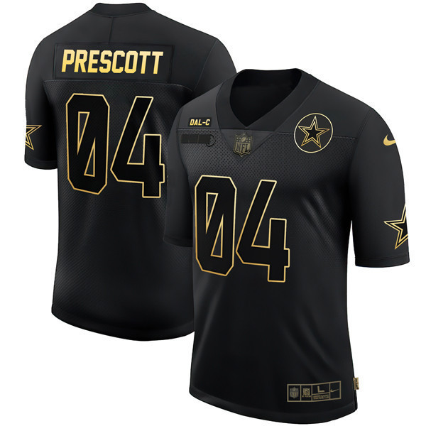 Dak Prescott Men's Dallas Cowboys Black Gold Collection - All Stitched Salute To Service Jersey - All Stitched