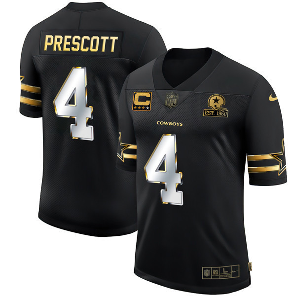 Dak Prescott Men's Dallas Cowboys Black Gold Collection - All Stitched Vapor Jersey - All Stitched