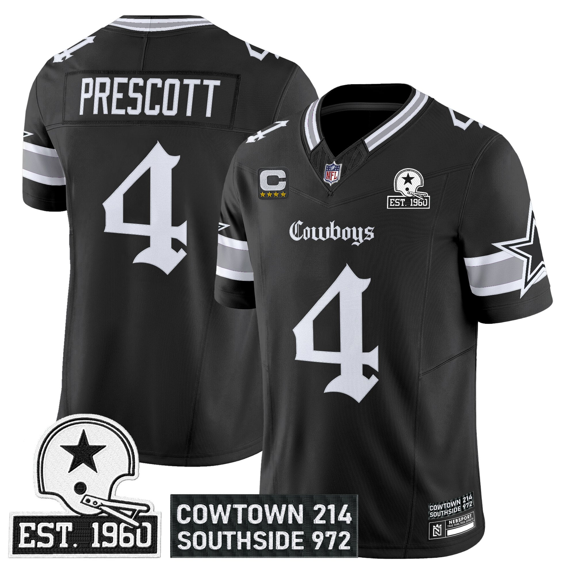 Dak Prescott Men's Dallas Cowboys 'Gothic Lone Star Edition' Vapor Limited Black Jersey - All Stitched