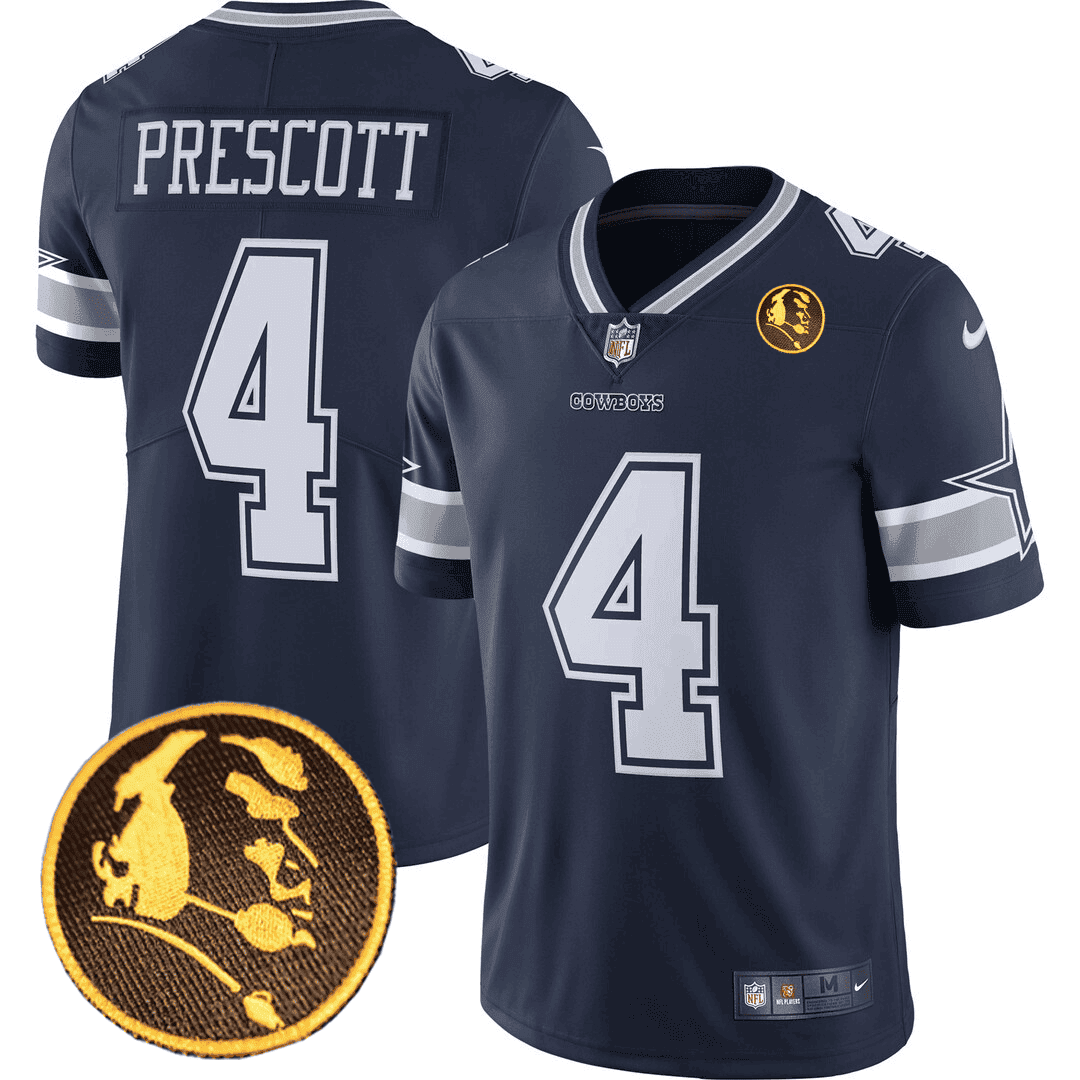 Dak Prescott Men's Dallas Cowboys John Madden Honoring Patch Navy Jersey - All Stitched