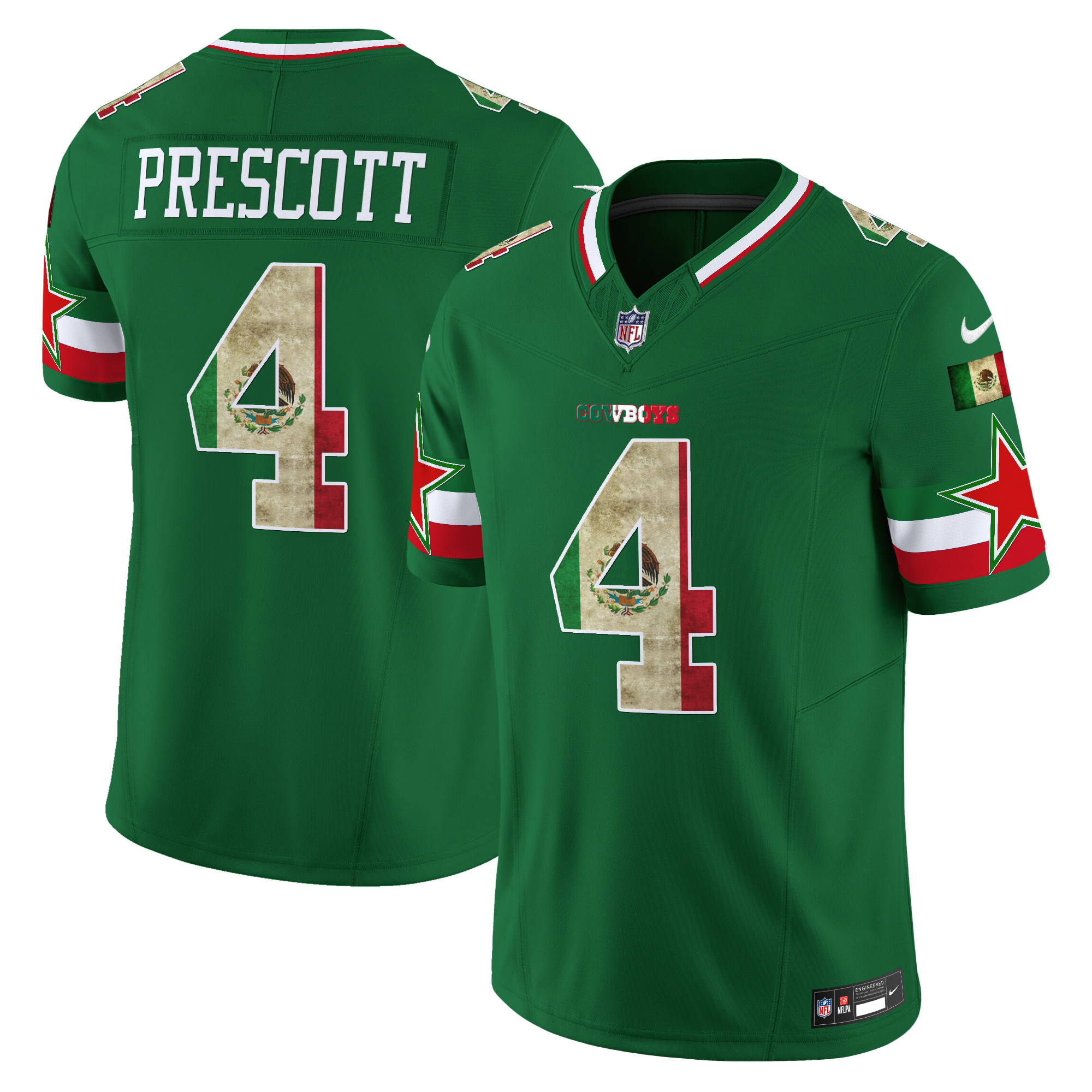Dak Prescott Men's Dallas Cowboys Mexico Vapor Limited Green Jersey - All Stitched
