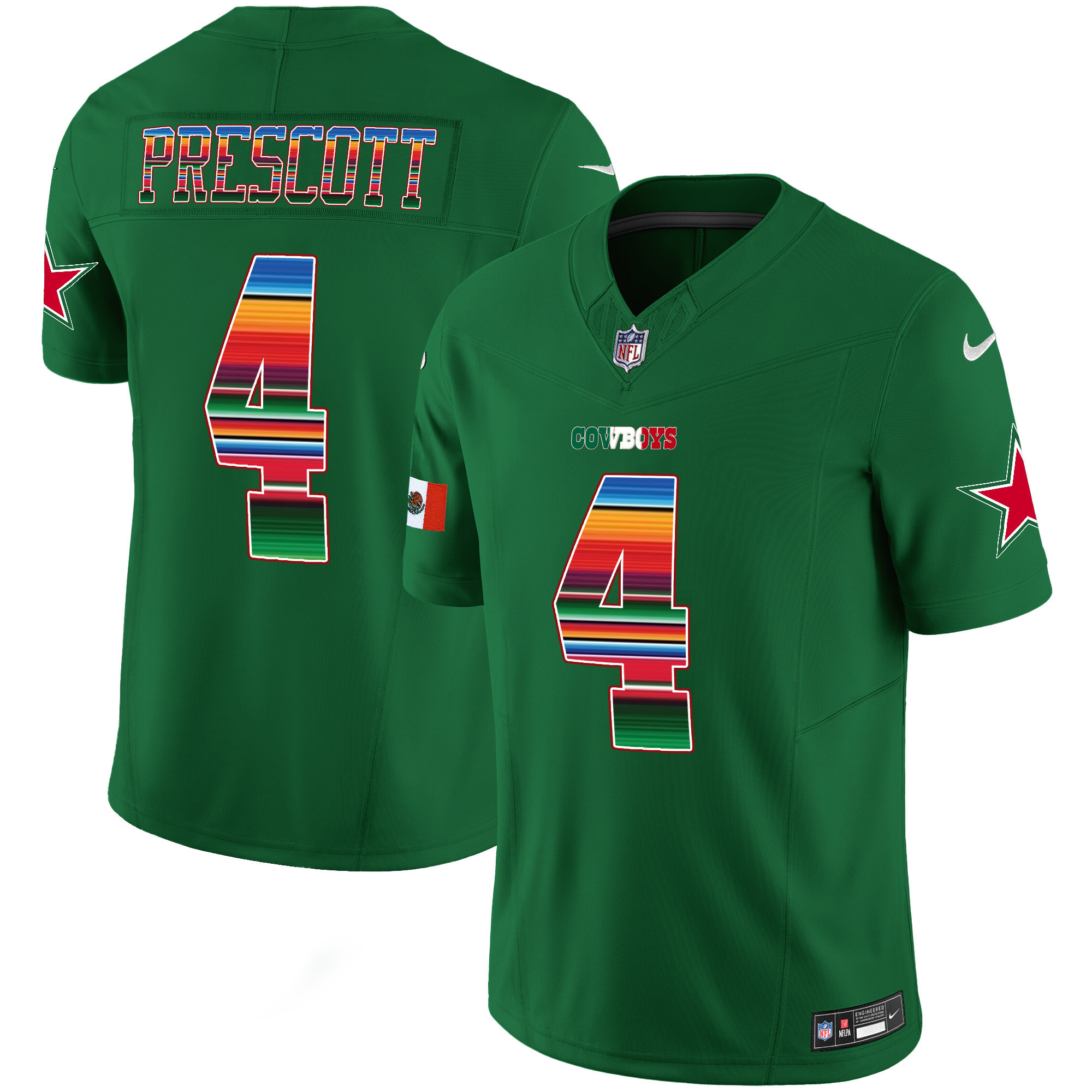 Dak Prescott Men's Dallas Cowboys Mexico Vapor Limited Green Jersey - All Stitched