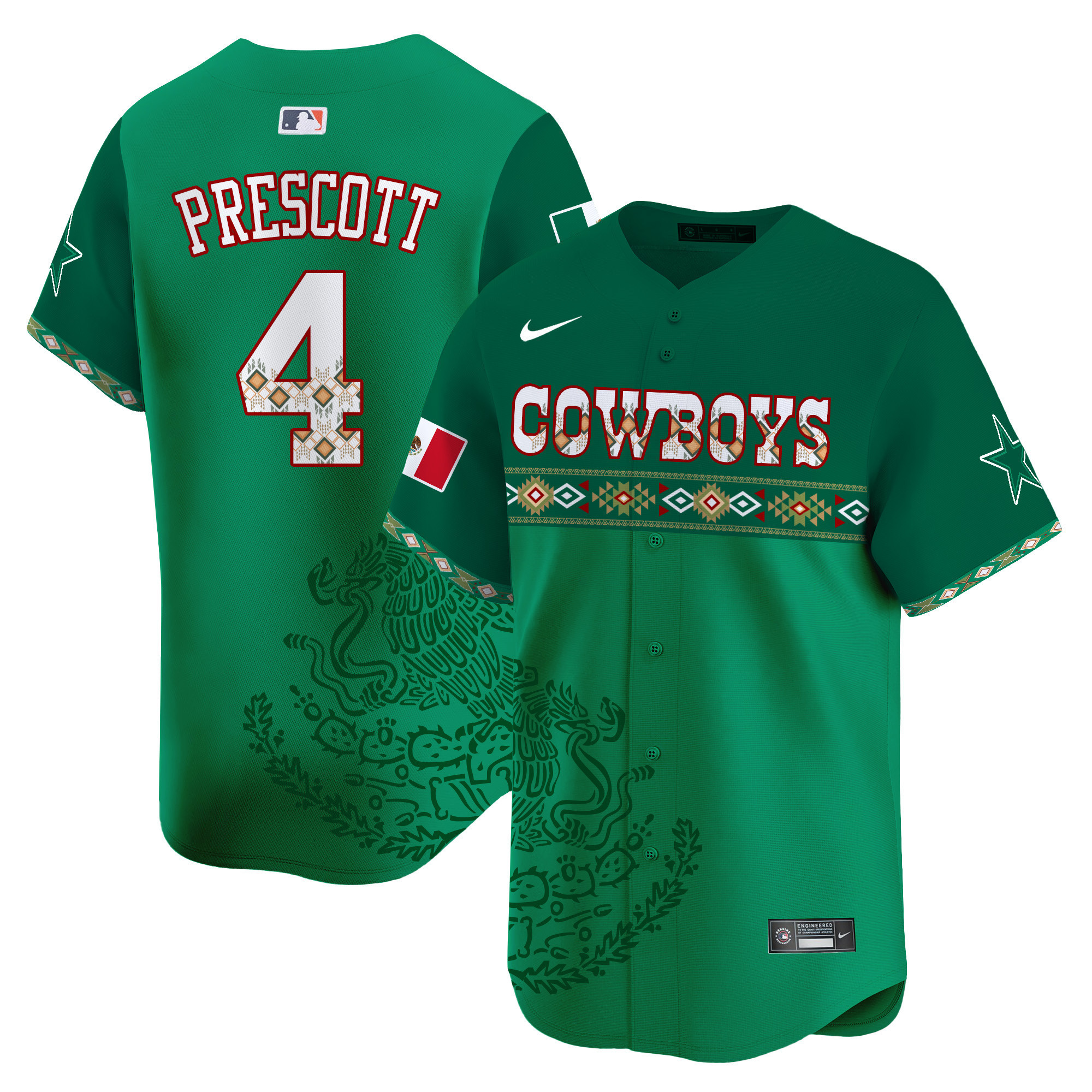 Dak Prescott Men's Dallas Cowboys Mexico Vapor Premier Limited Jersey - Printed Green Jersey - All Stitched