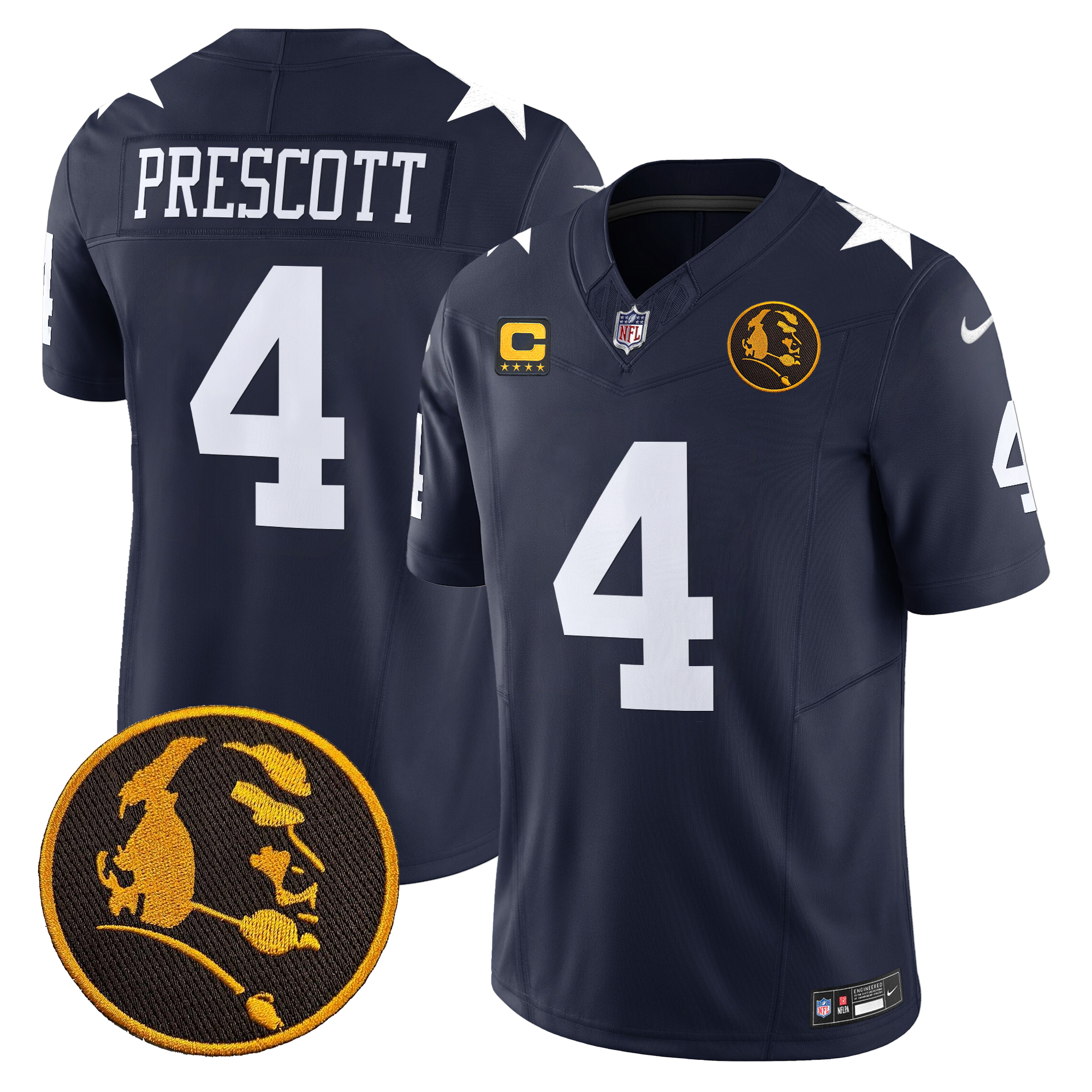 Dak Prescott Men's Dallas Cowboys Texas & John Madden Patch Vapor Limited Navy Jersey - All Stitched