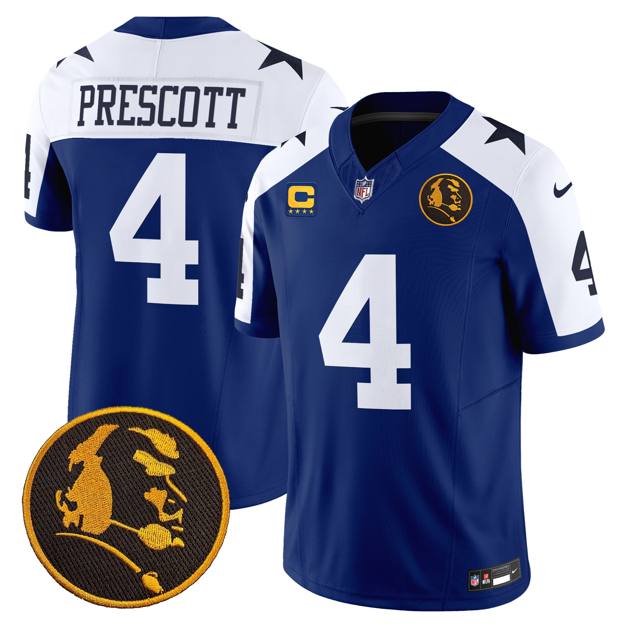 Dak Prescott Men's Dallas Cowboys Texas & John Madden Patch Vapor Limited Royal Alternate Jersey - All Stitched