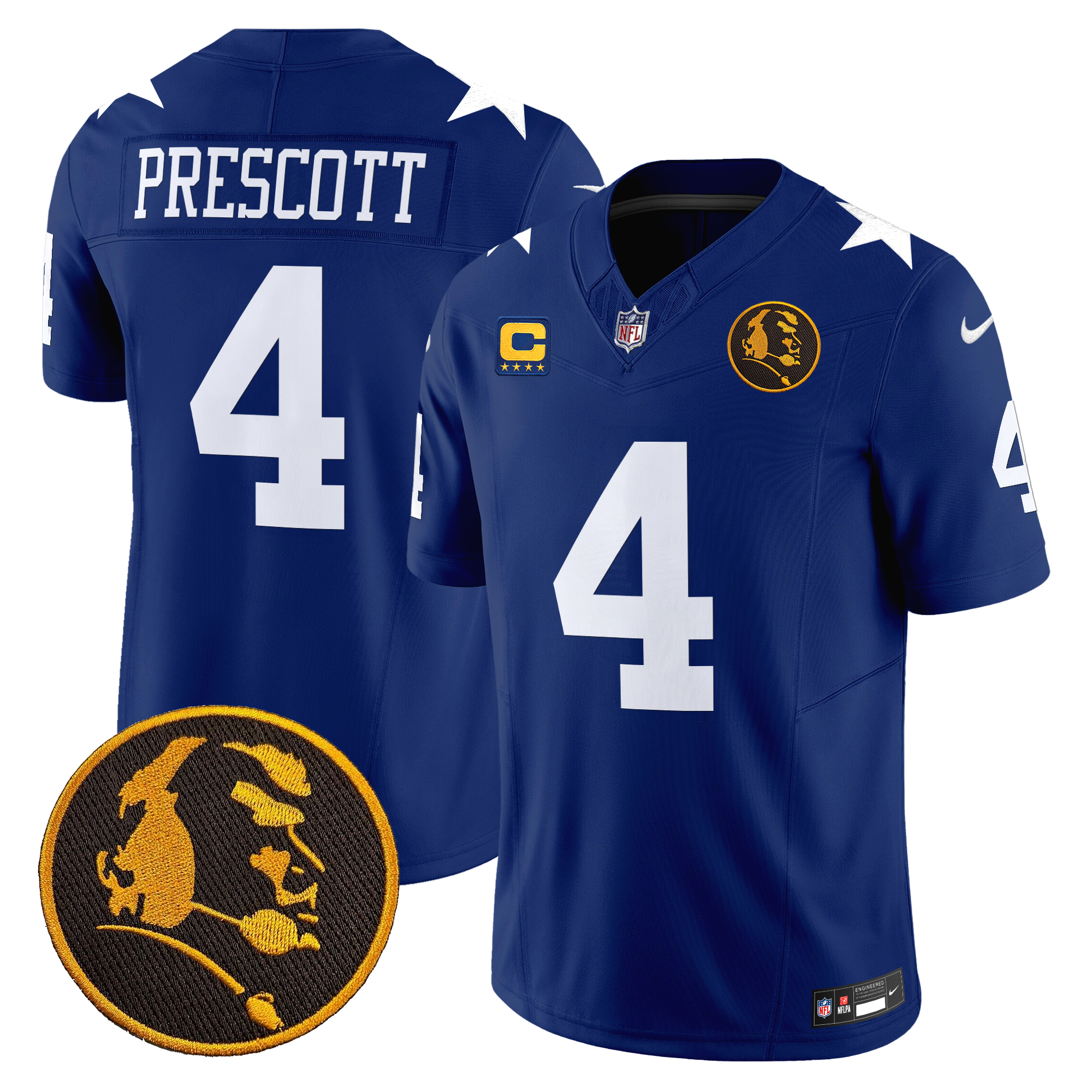 Dak Prescott Men's Dallas Cowboys Texas & John Madden Patch Vapor Limited Royal Jersey - All Stitched