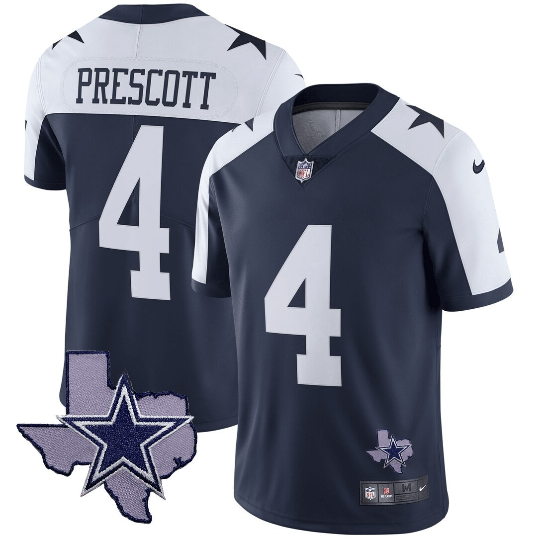 Dak Prescott Men's Dallas Cowboys Texas Patch Vapor Alternate Jersey - All Stitched
