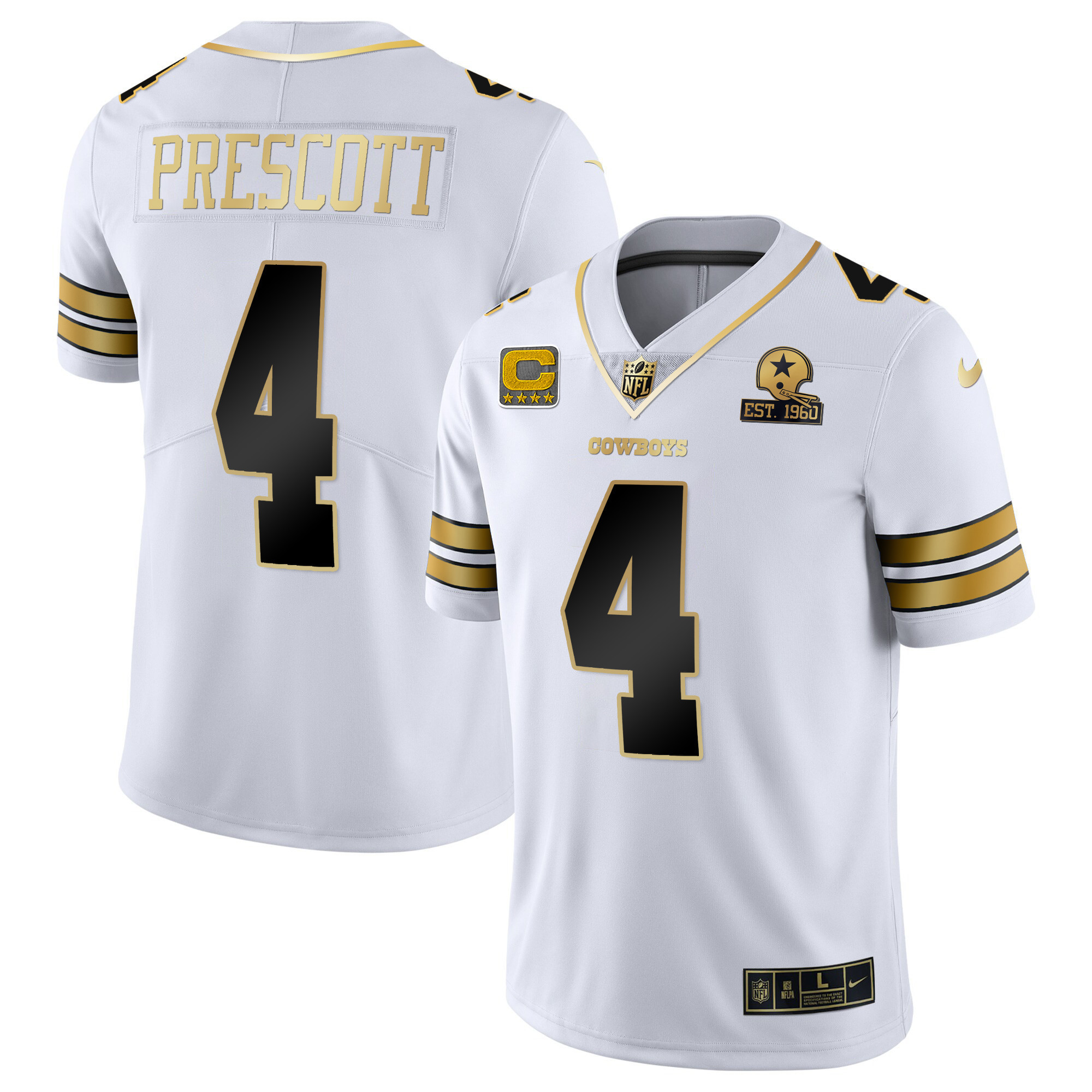 Dak Prescott Men's Dallas Cowboys Vapor Gold White Gold Jersey - All Stitched