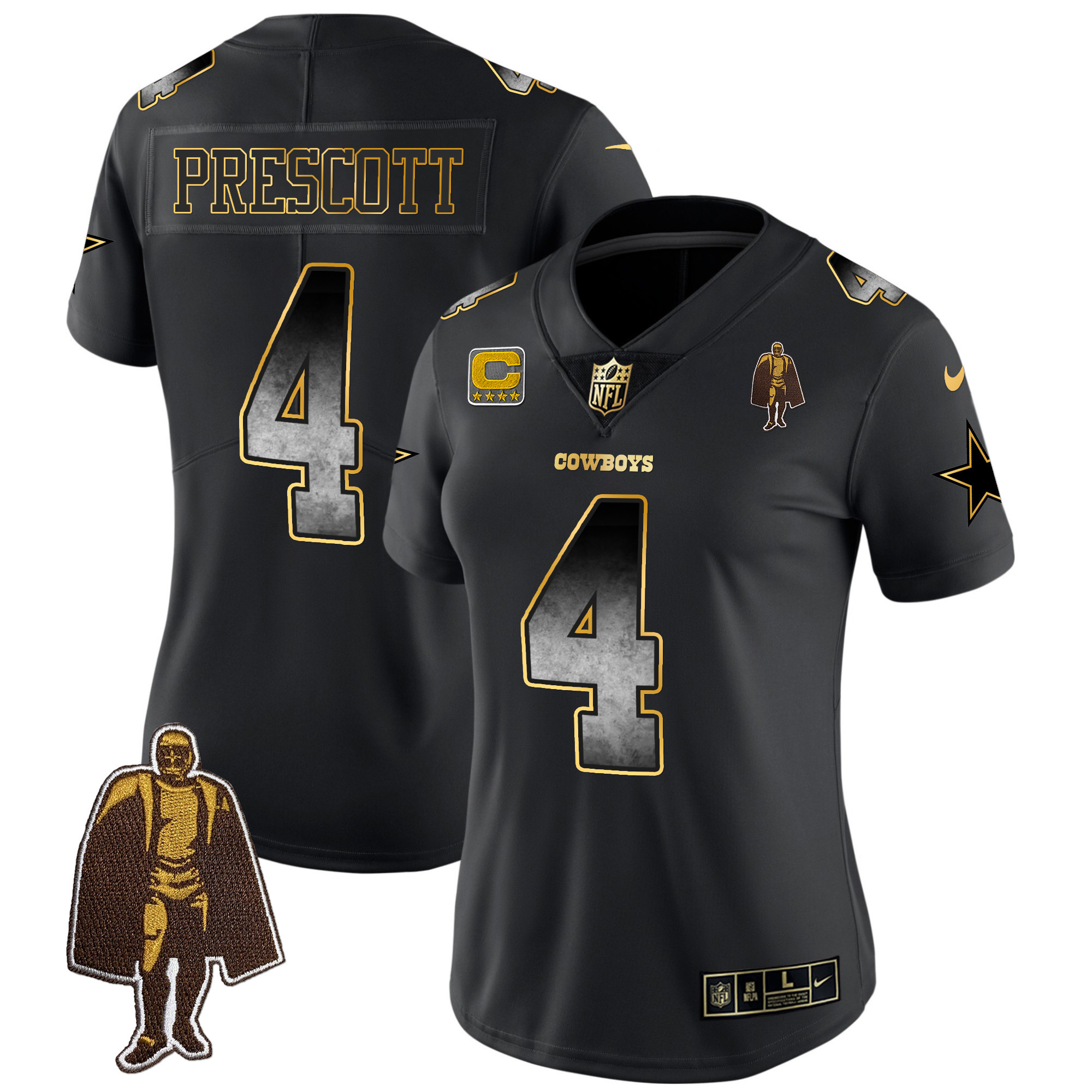 Dak Prescott Women's Dallas Cowboys Arch Smoke Vapor Black Jersey - All Stitched
