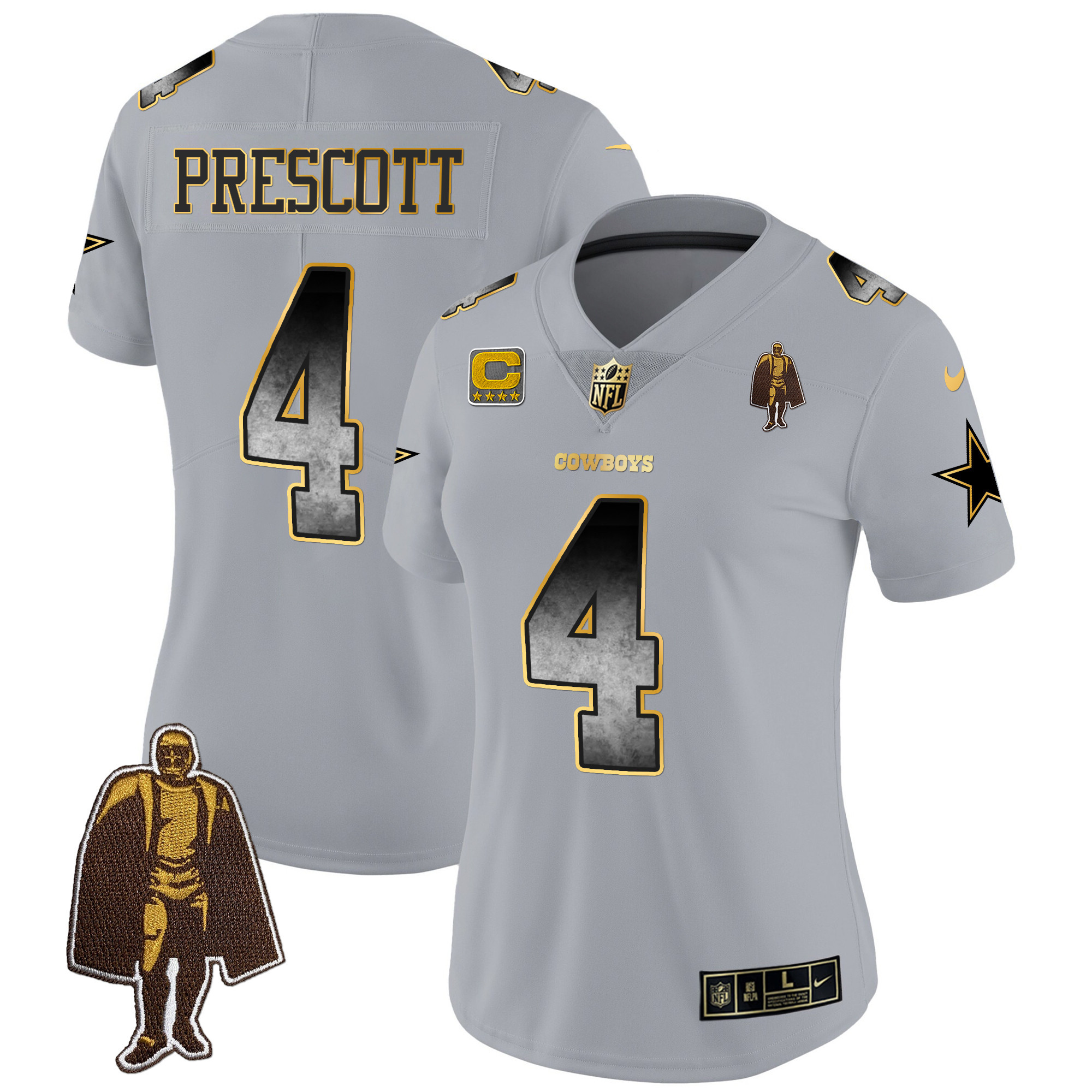 Dak Prescott Women's Dallas Cowboys Arch Smoke Vapor Gray Jersey - All Stitched