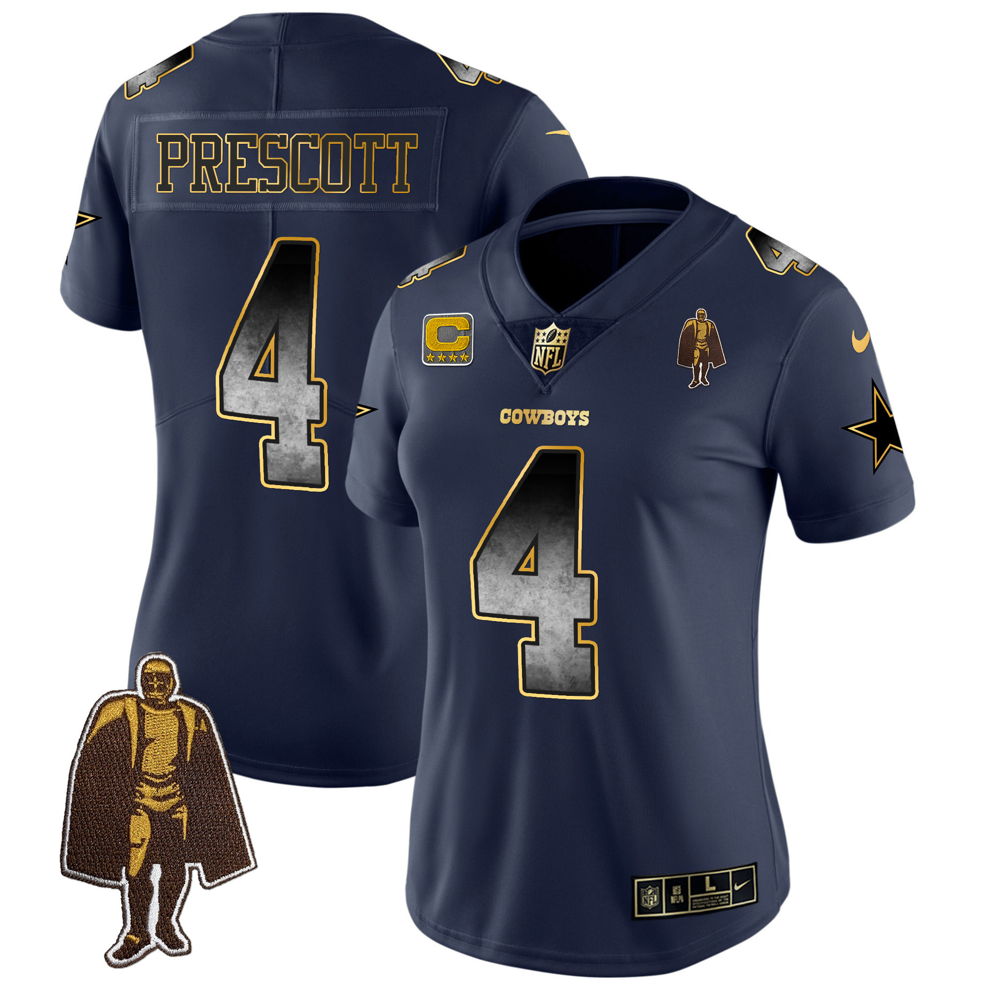 Dak Prescott Women's Dallas Cowboys Arch Smoke Vapor Navy Jersey - All Stitched