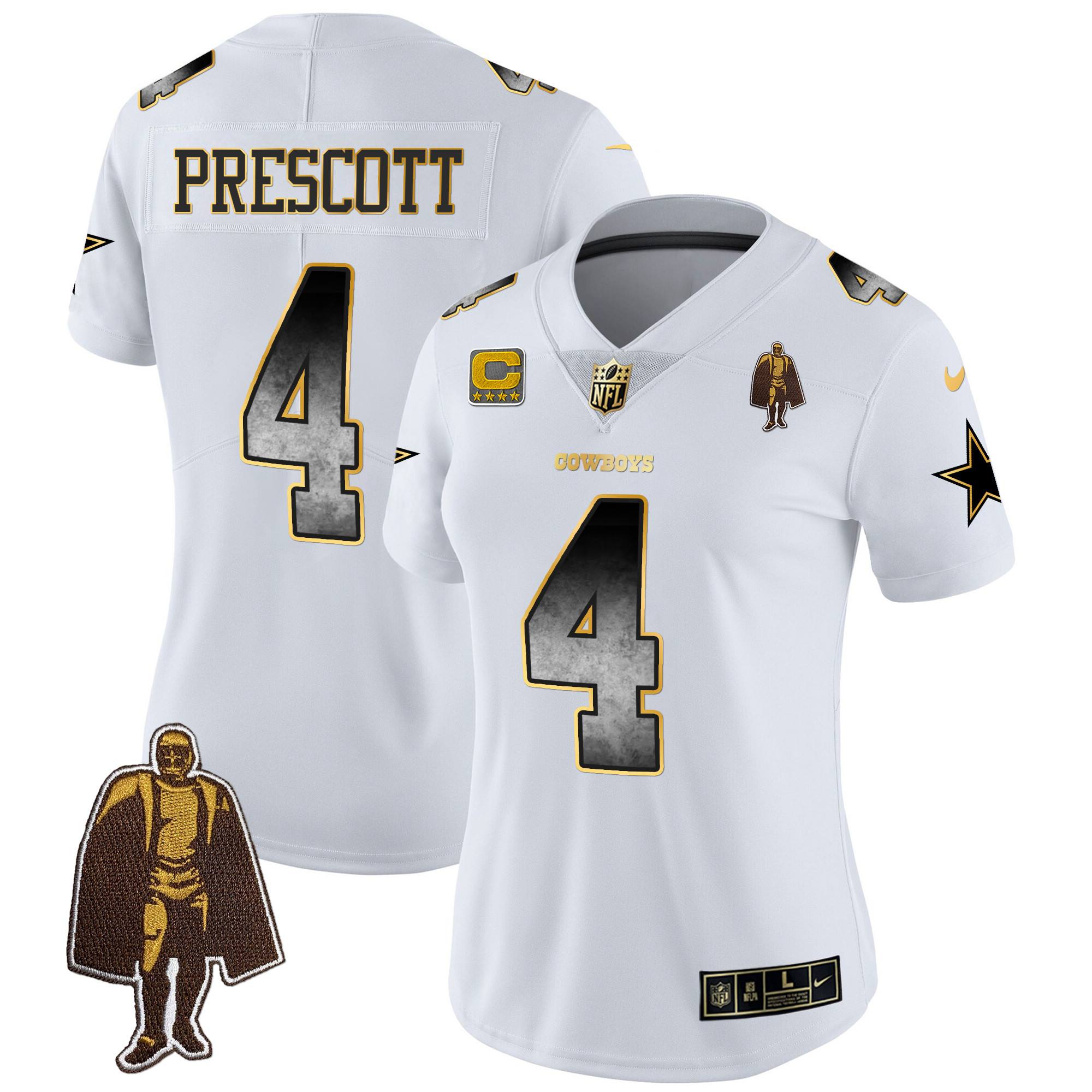 Dak Prescott Women's Dallas Cowboys Arch Smoke Vapor White Jersey - All Stitched