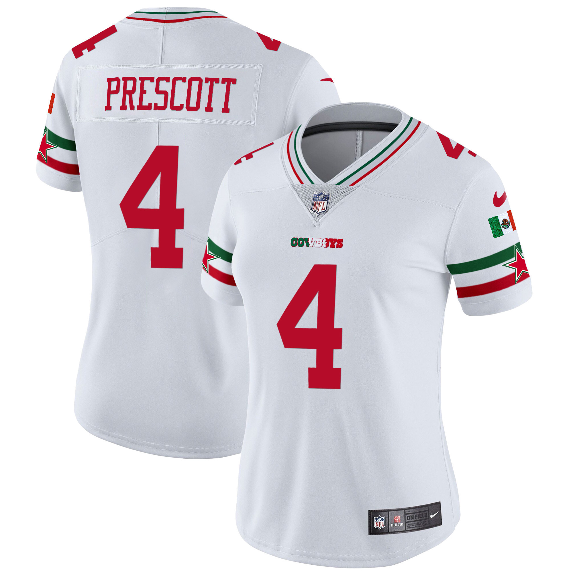 Dak Prescott Women's Dallas Cowboys Mexico Vapor Limited White Jersey - All Stitched