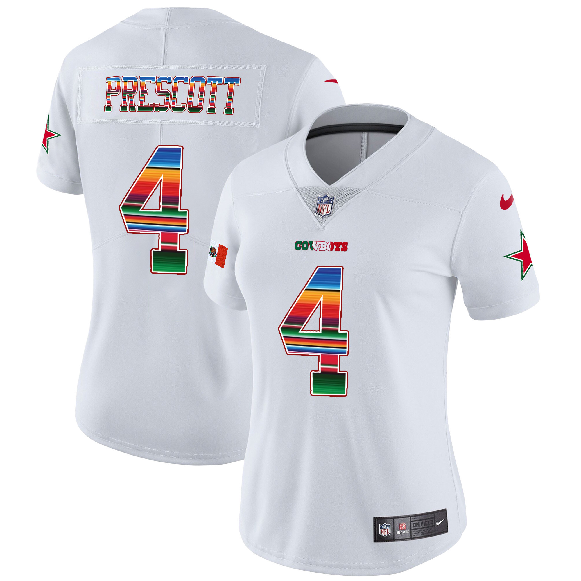 Dak Prescott Women's Dallas Cowboys Mexico Vapor Limited White Jersey - All Stitched