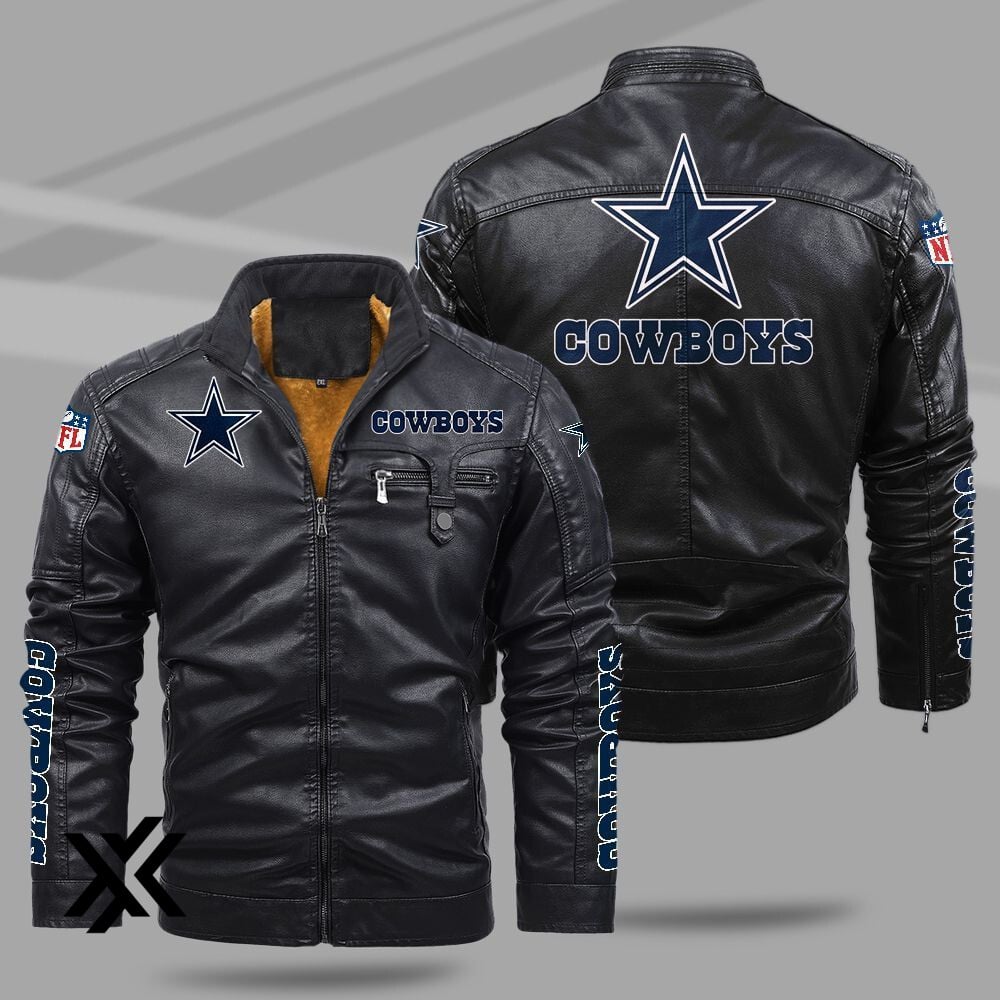 Dallas Cowboys Fleece Leather Jacket