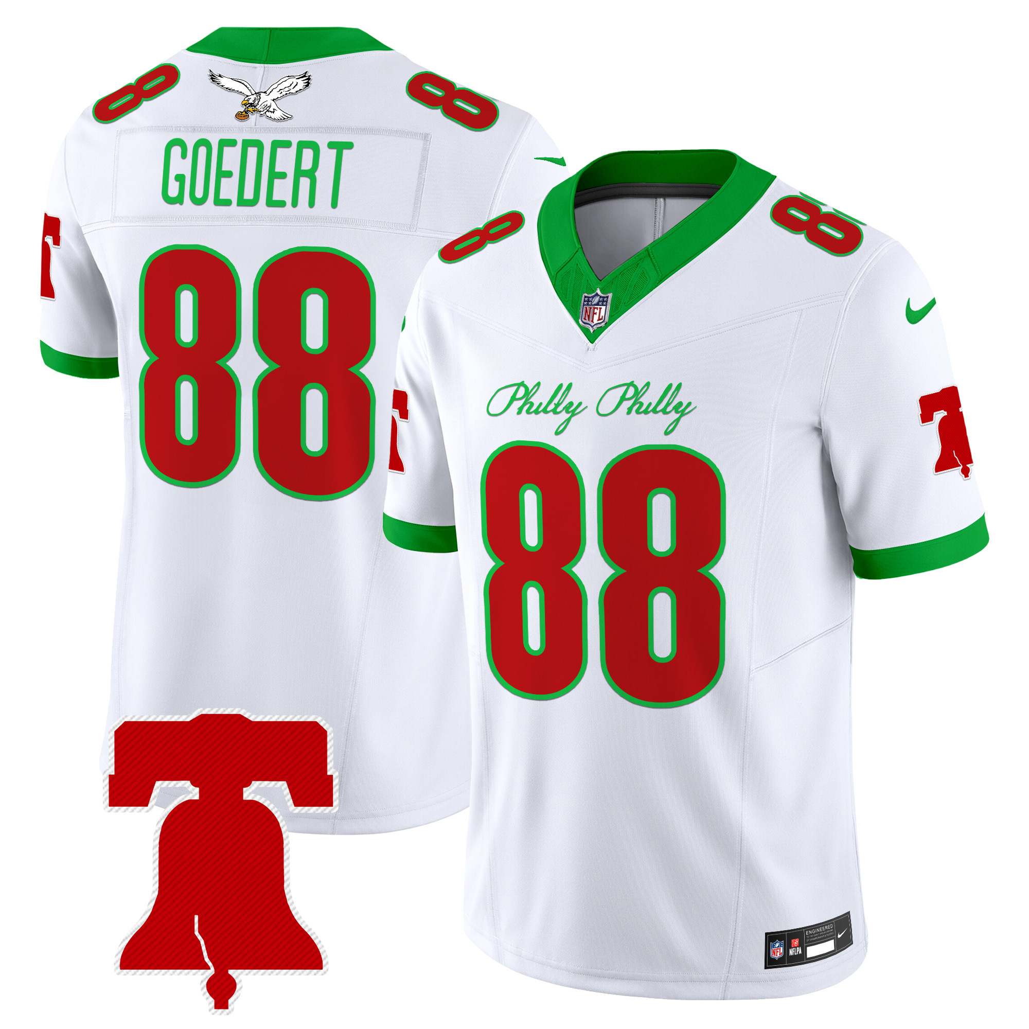 Dallas Goedert Men's Philadelphia Eagles Philly Phanatic Style Vapor Limited Kelly White Jersey - All Stitched