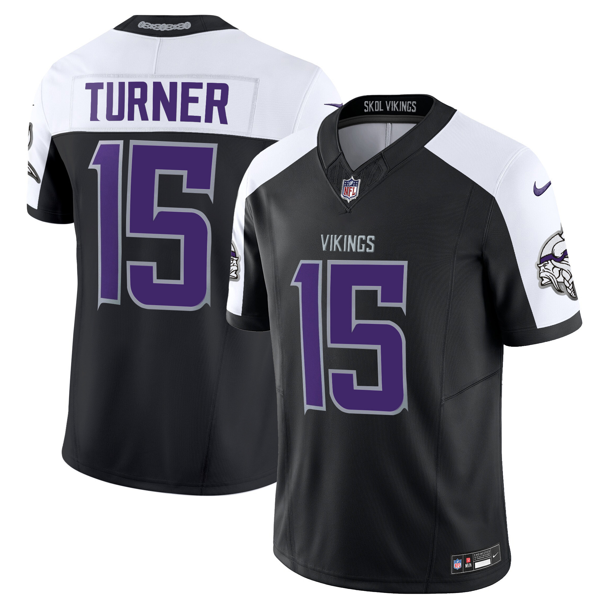 Dallas Turner Men's 2024 Minnesota Vikings Winter Warrior Vapor Limited Black Alternate Jersey - All Stitched