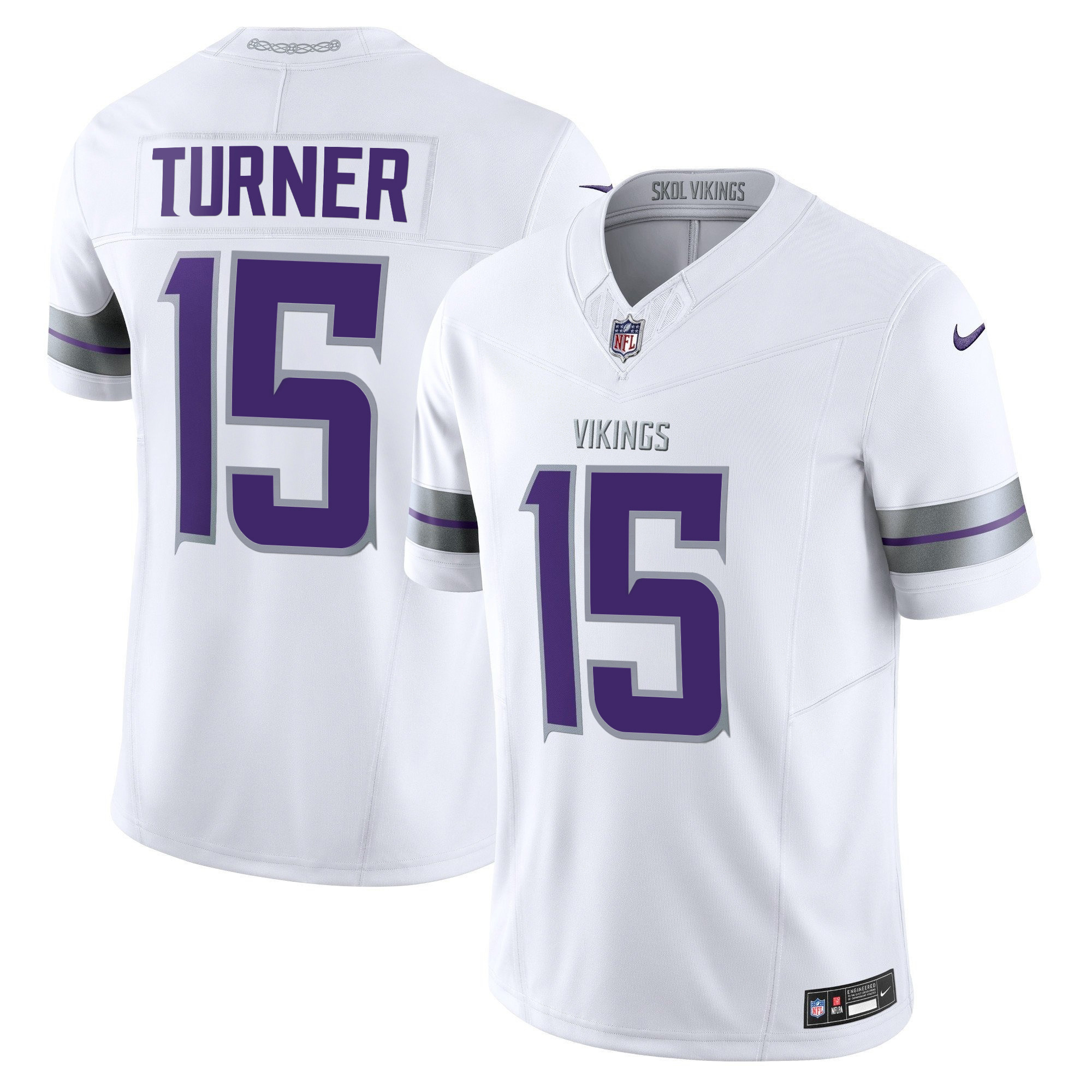 Dallas Turner Men's 2024 Minnesota Vikings Winter Warrior Vapor Limited White Jersey - All Stitched